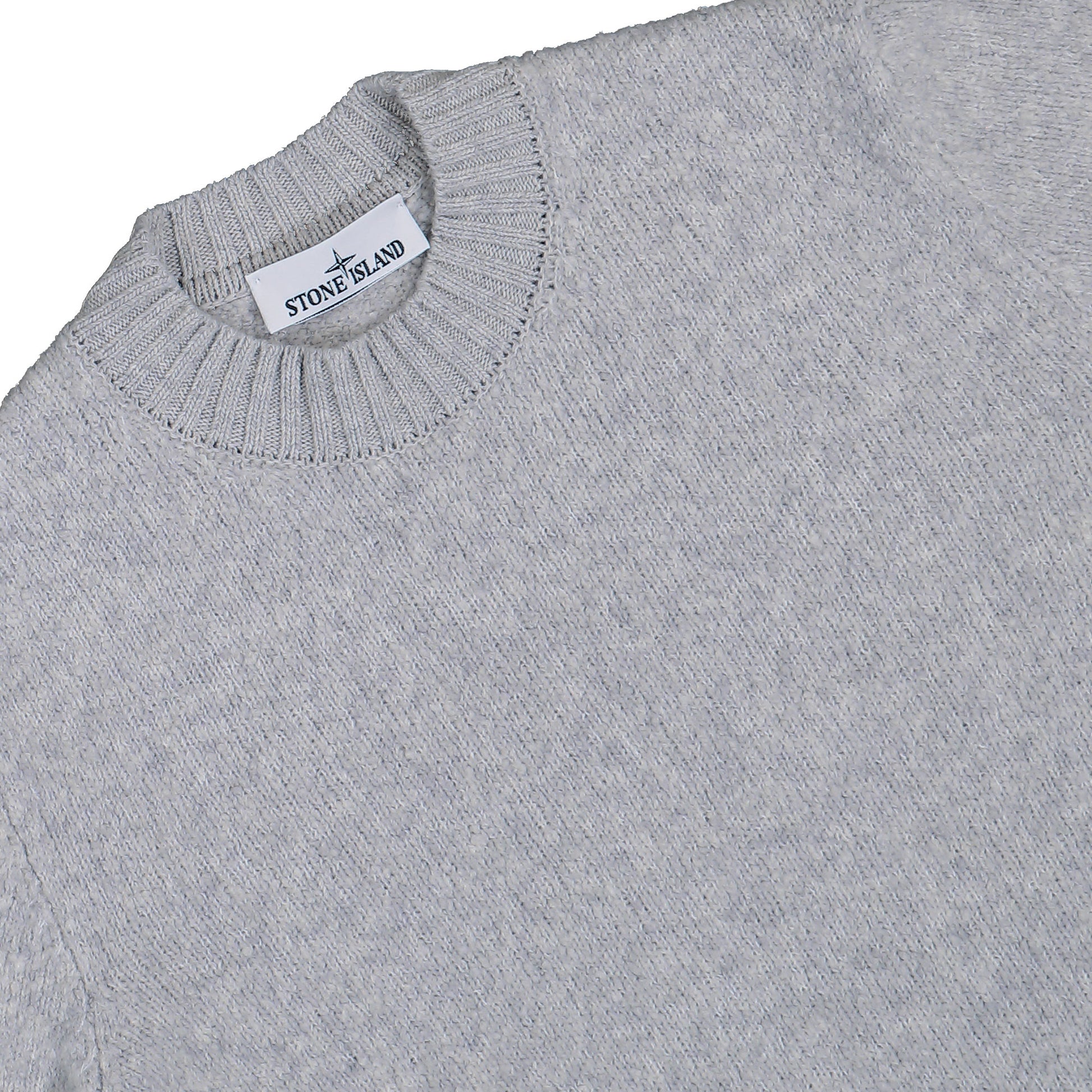 Stone Island Crewneck Jumper With Brushed Texture Grey Melange Sweatshirt K2S155100056-S00N2 V0M64 Detail View 3 | GATE