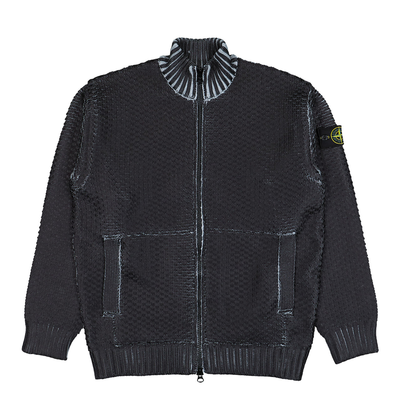 Stone Island Zip-Up Jumper With Sublimatic Print Pearl Grey Cardigans K2S155100081-S00Z5 V0061 Detail View 1 | GATE