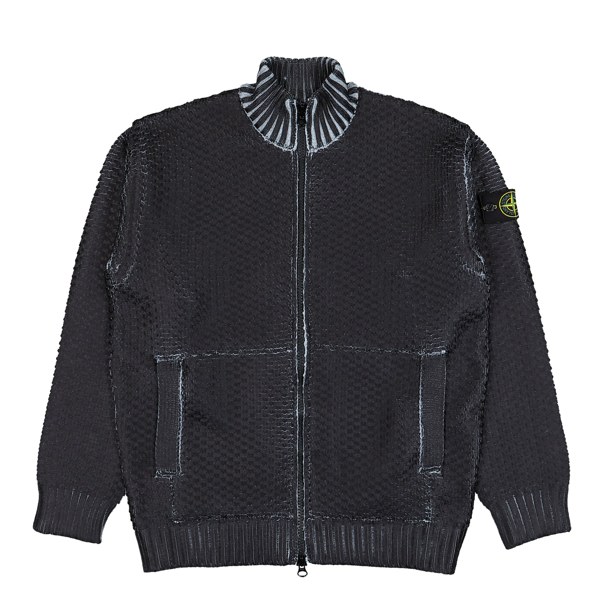 Stone Island Zip-Up Jumper With Sublimatic Print Pearl Grey Cardigans K2S155100081-S00Z5 V0061 Detail View 1 | GATE