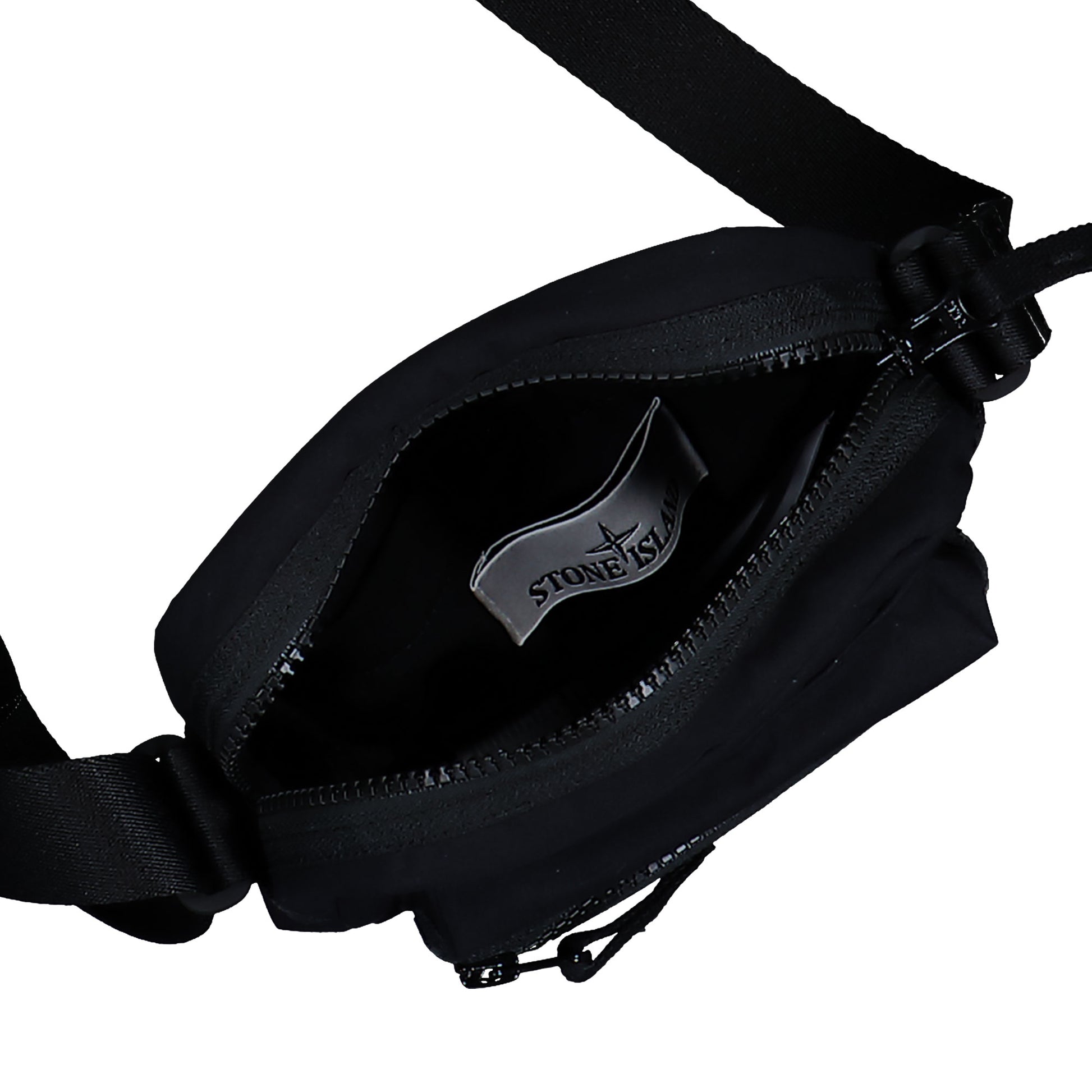 Stone Island Pouch Bag With Snap Pockets And Adjustable Strap Black Shoulder Bags K2S159200019-S0257 V0029 Detail View 6 | GATE