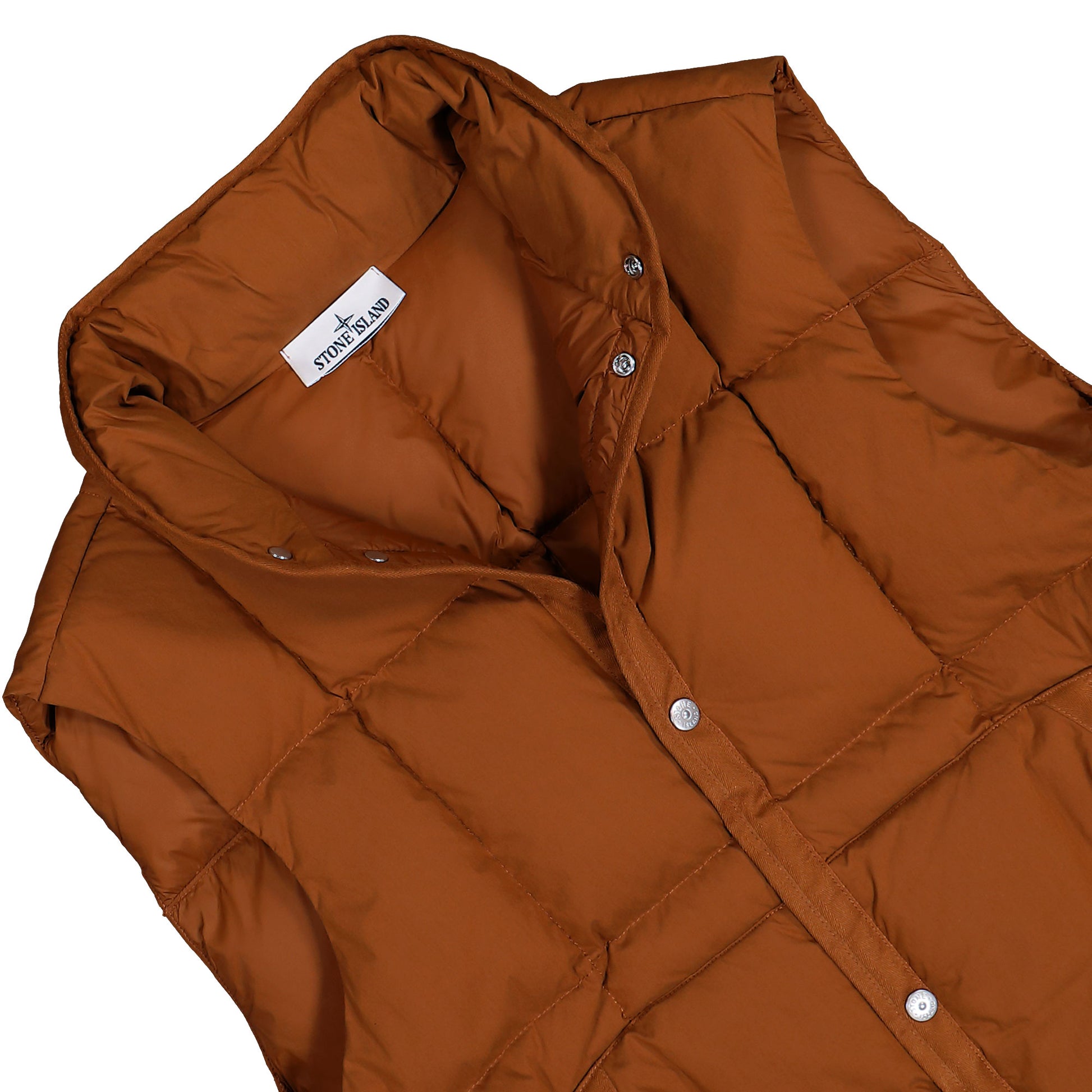 Stone Island Marina Down Vest With Anti-Drop And Snap Pockets Tobacco Vests K2S15G100011-S0X24 V0071 Detail View 3 | GATE