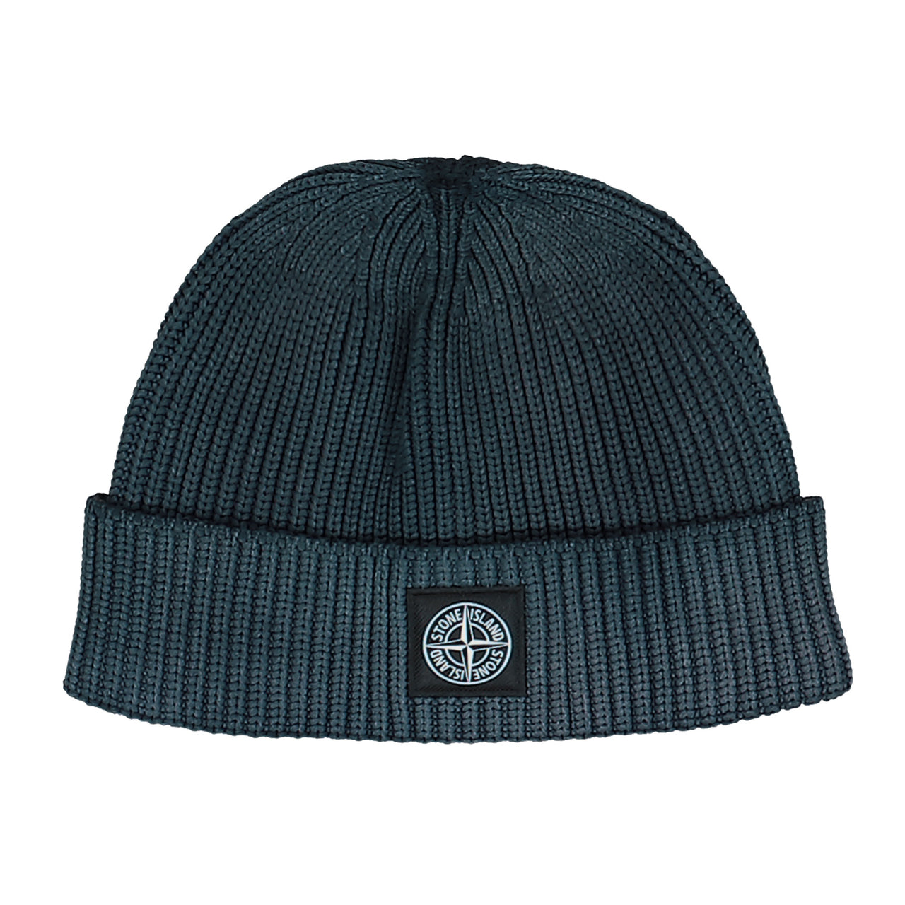 Stone Island Beanie With Compass Logo Patch Navy Blue Beanies K2S15N100016-S00RA V0120 Detail View 1 | GATE