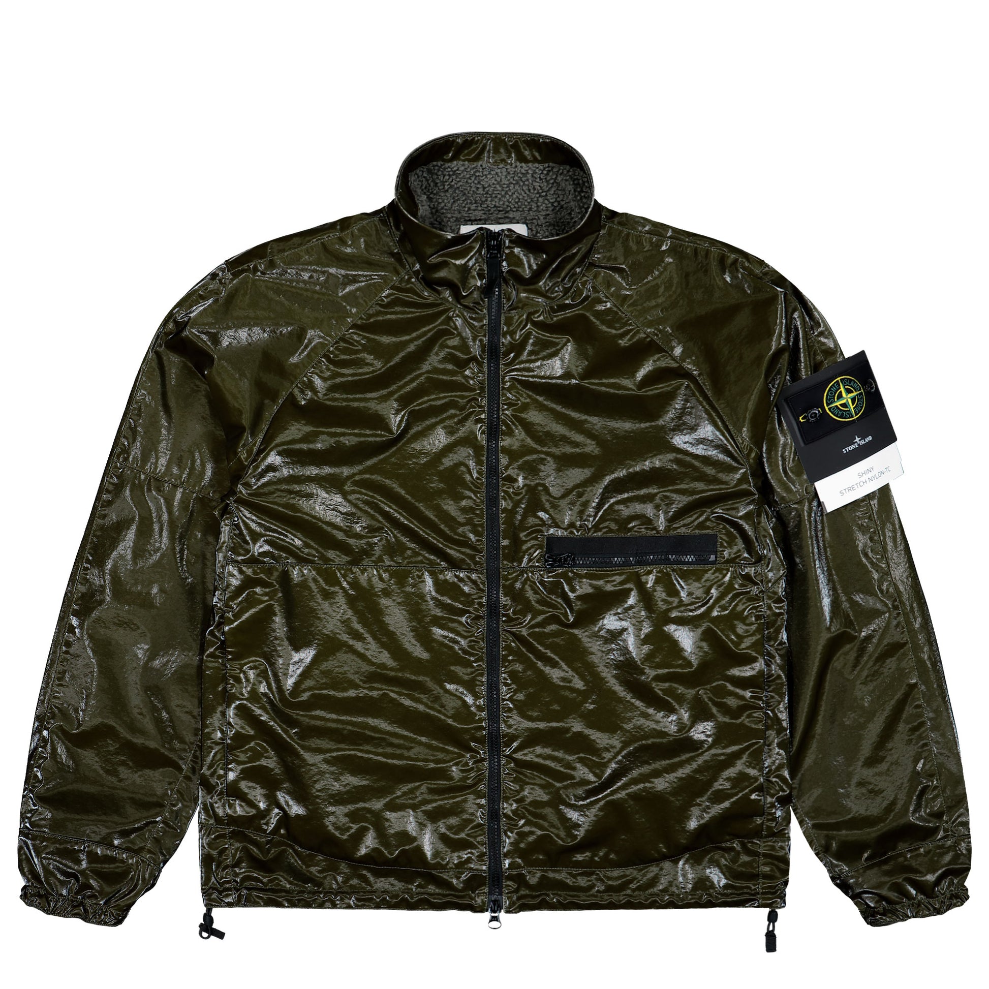 Stone Island Shiny Stretch Nylon-TC Jacket Military Green Jackets K2S15Q100025-S0225 V0054 Detail View 1 | GATE