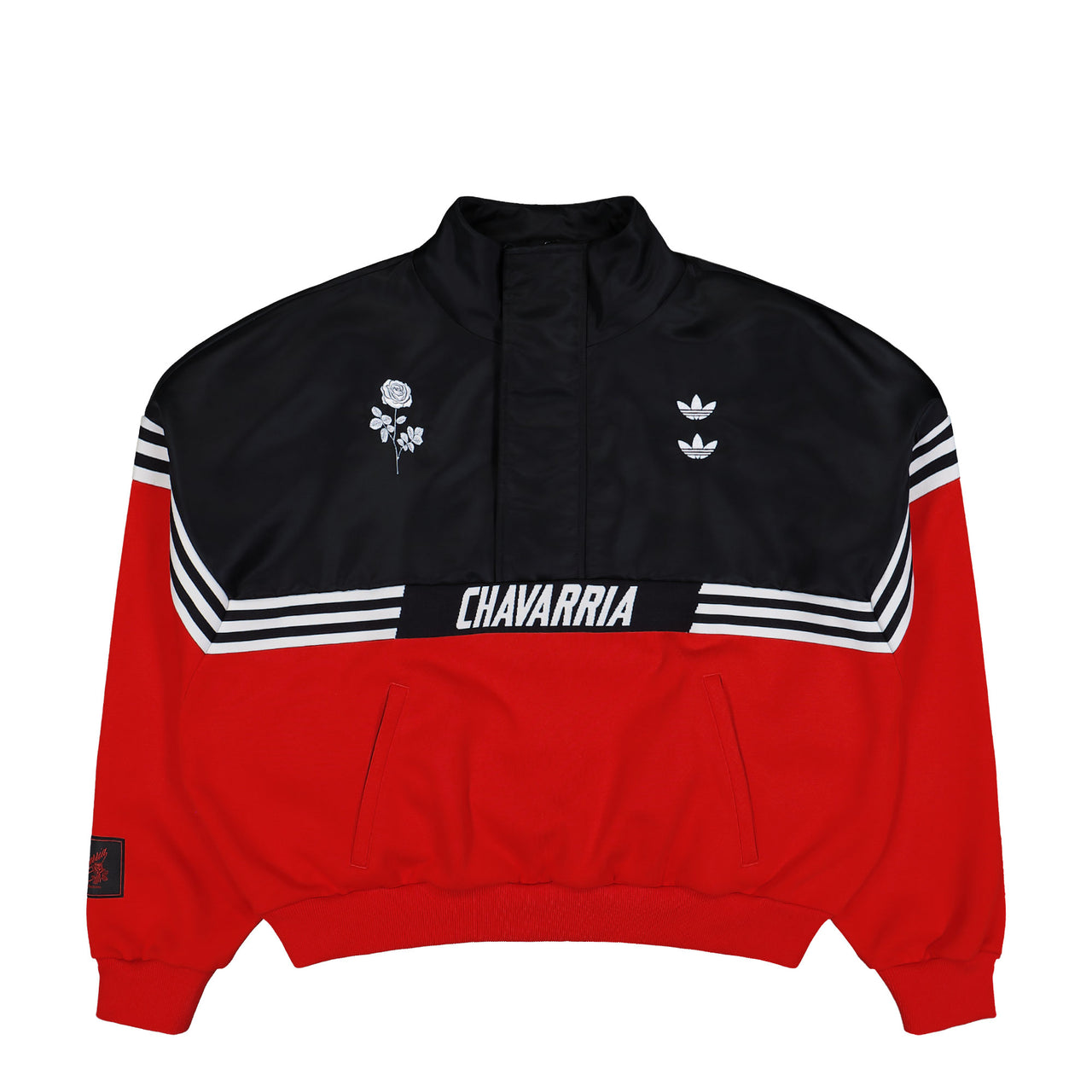 Willy Chavarria x adidas Gomez Sweater Black / Red Sweatshirts KD9360 Detail View 1 | GATE
