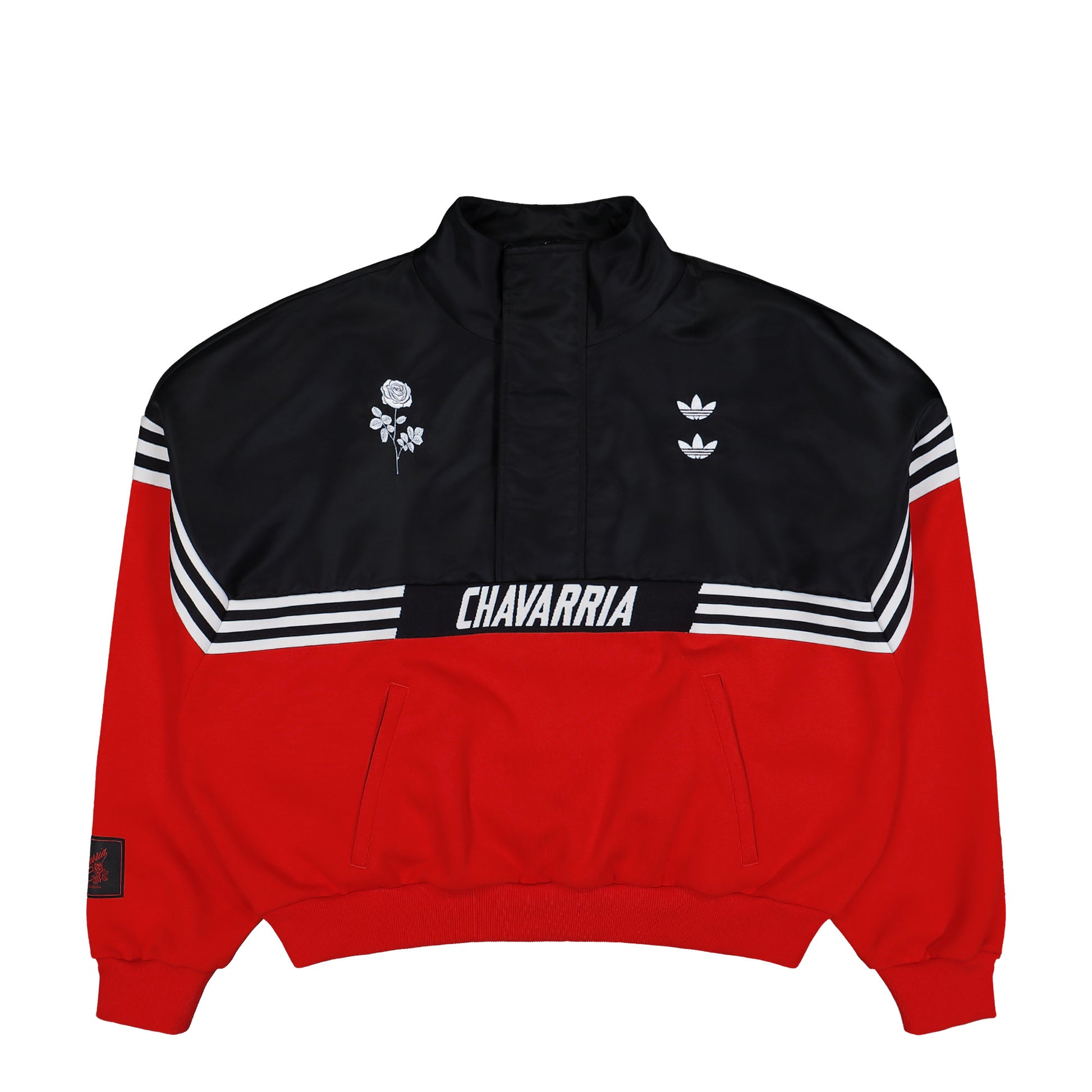 Willy Chavarria x adidas Gomez Sweater Black / Red Sweatshirts KD9360 Detail View 1 | GATE
