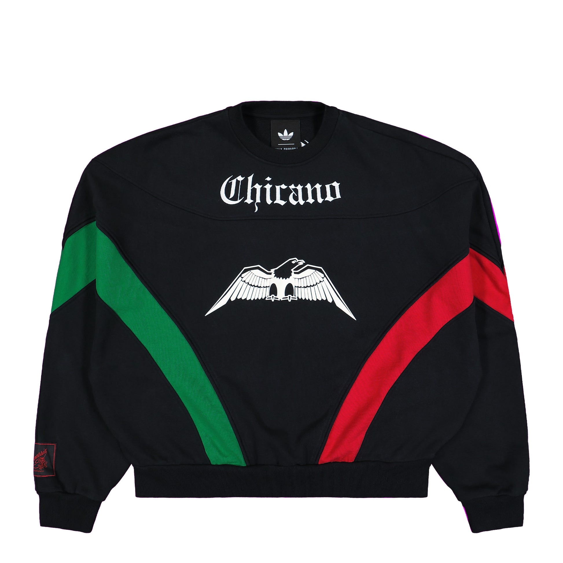 Willy Chavarria x adidas Fleece Crewneck Black Sweatshirts KF3196 Detail View 1 | GATE
