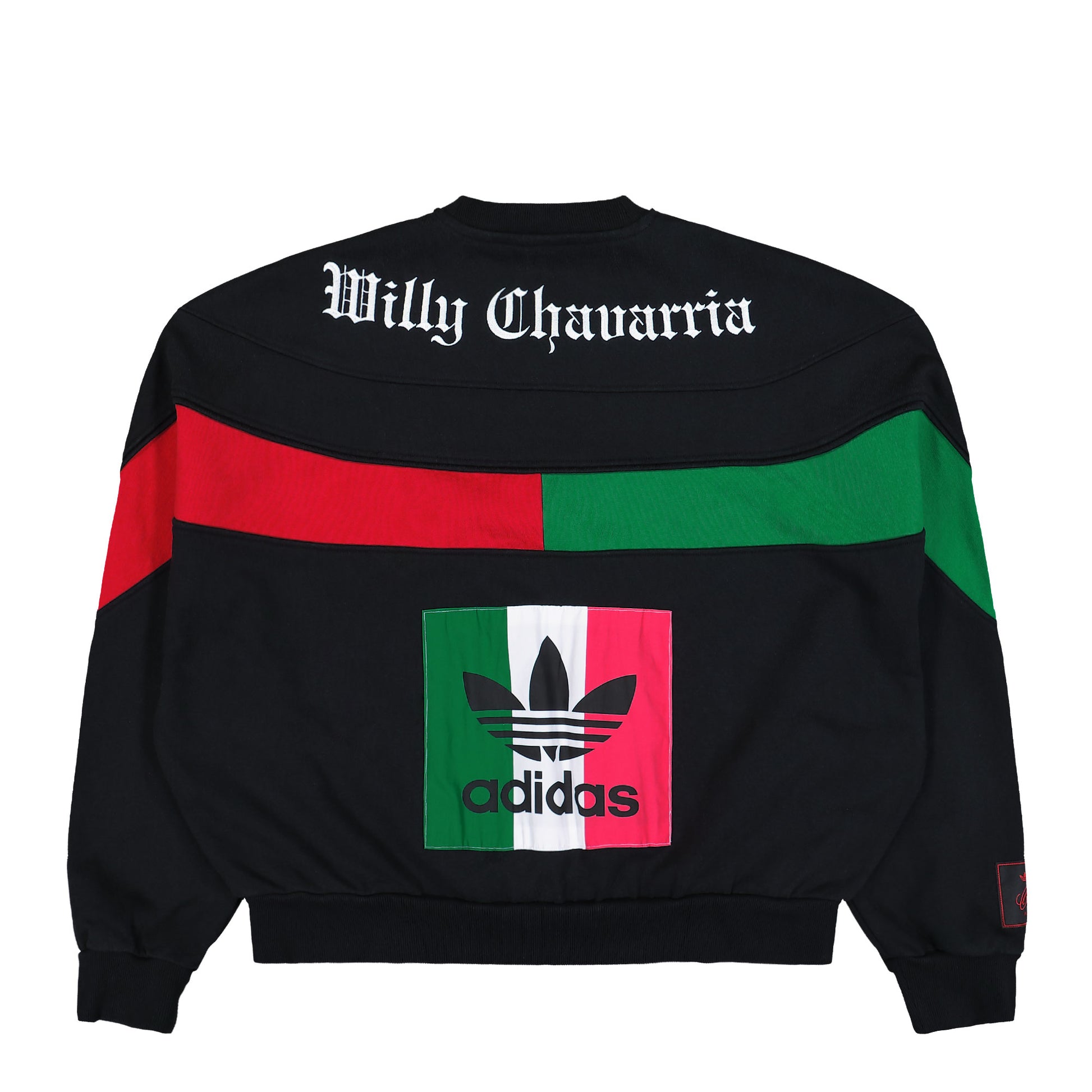 Willy Chavarria x adidas Fleece Crewneck Black Sweatshirts KF3196 Detail View 2 | GATE
