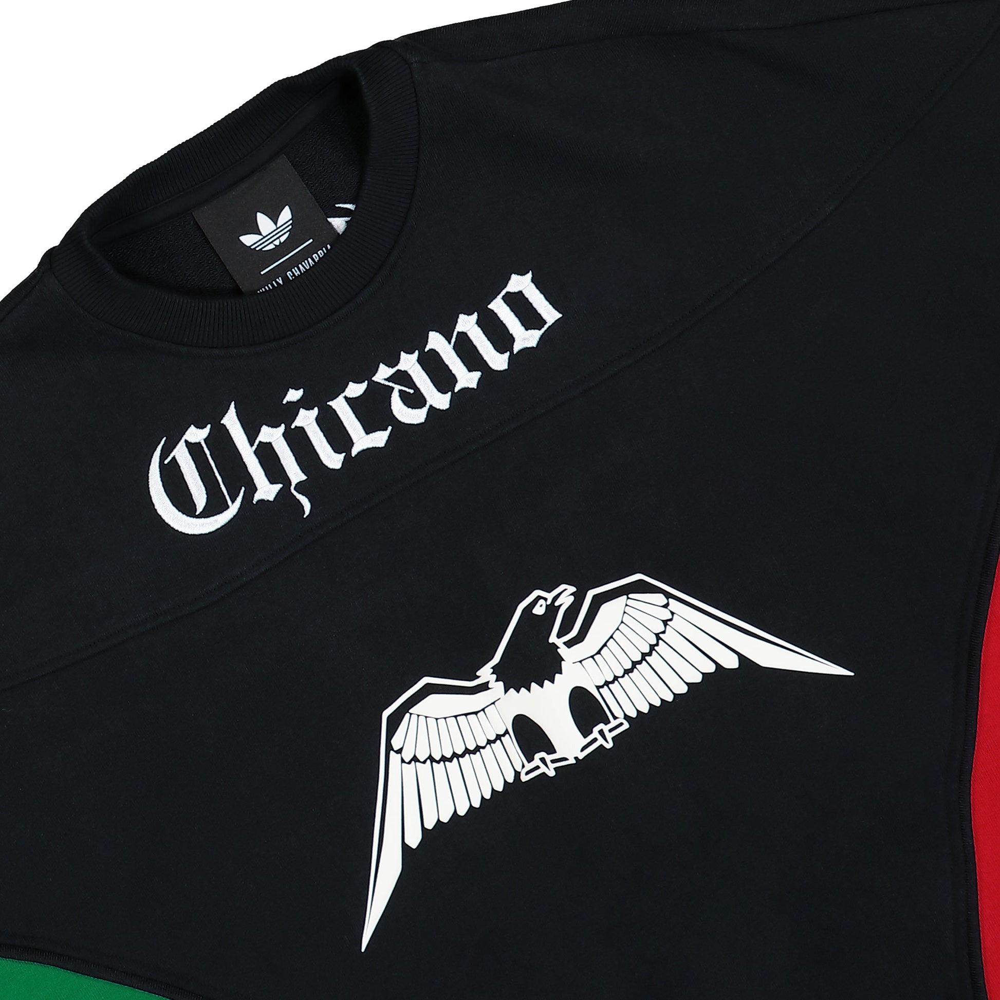 Willy Chavarria x adidas Fleece Crewneck Black Sweatshirts KF3196 Detail View 3 | GATE
