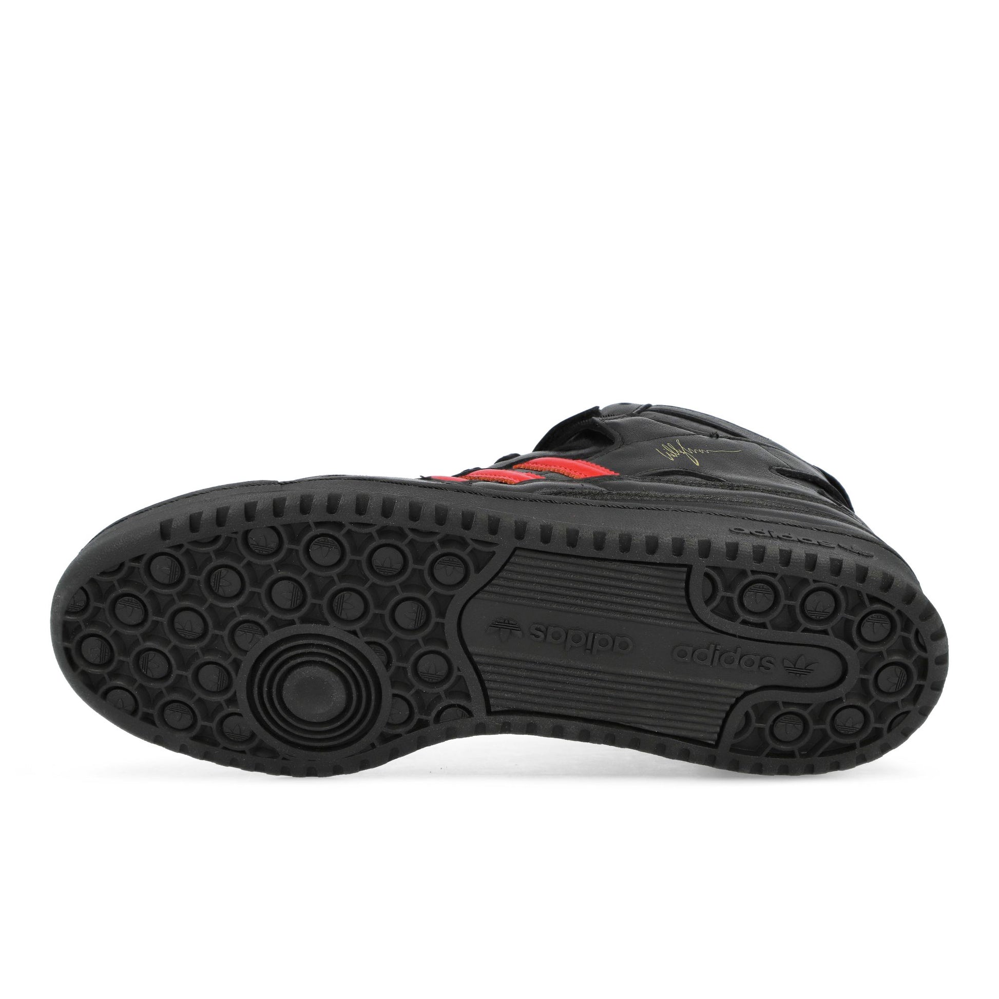 Willy Chavarria x adidas Forum 84 HI Core Black / Core Black / Red High Tops Sneakers KK3695 Detail View 6 | GATE
