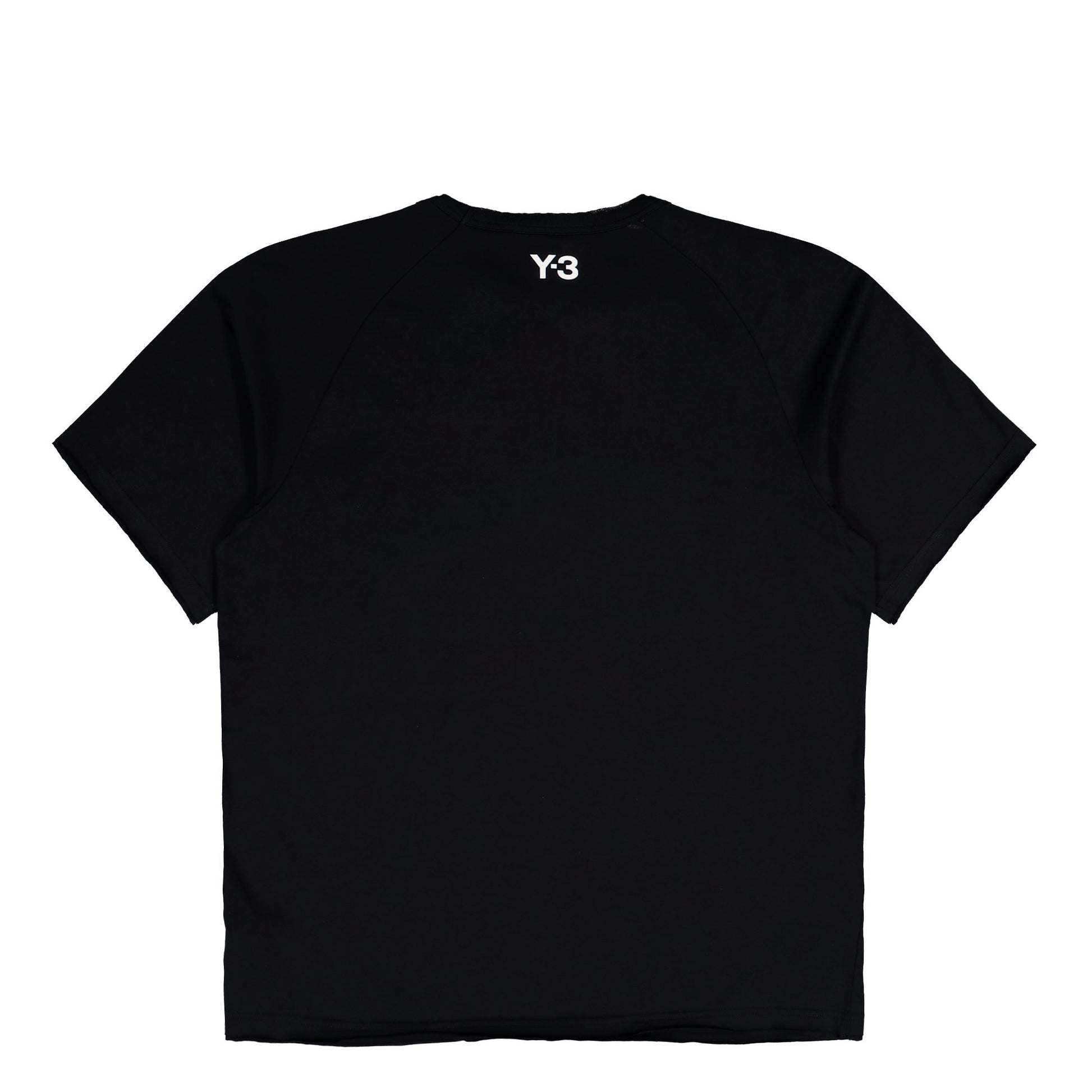 Y-3 Raw Edge 3 Stripes SS Tee Black T-Shirts KQ9793 Detail View 2 | GATE