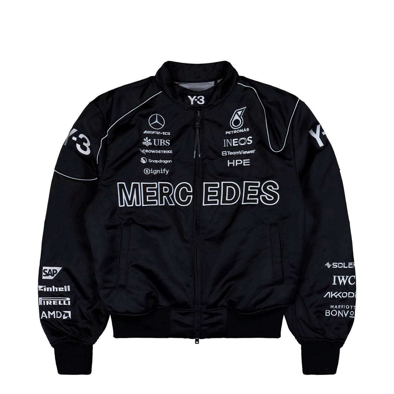 Mercedes-AMG Petronas F1 x Y-3 F1 Team Jacket Black Jackets KQ9843 Detail View 1 | GATE