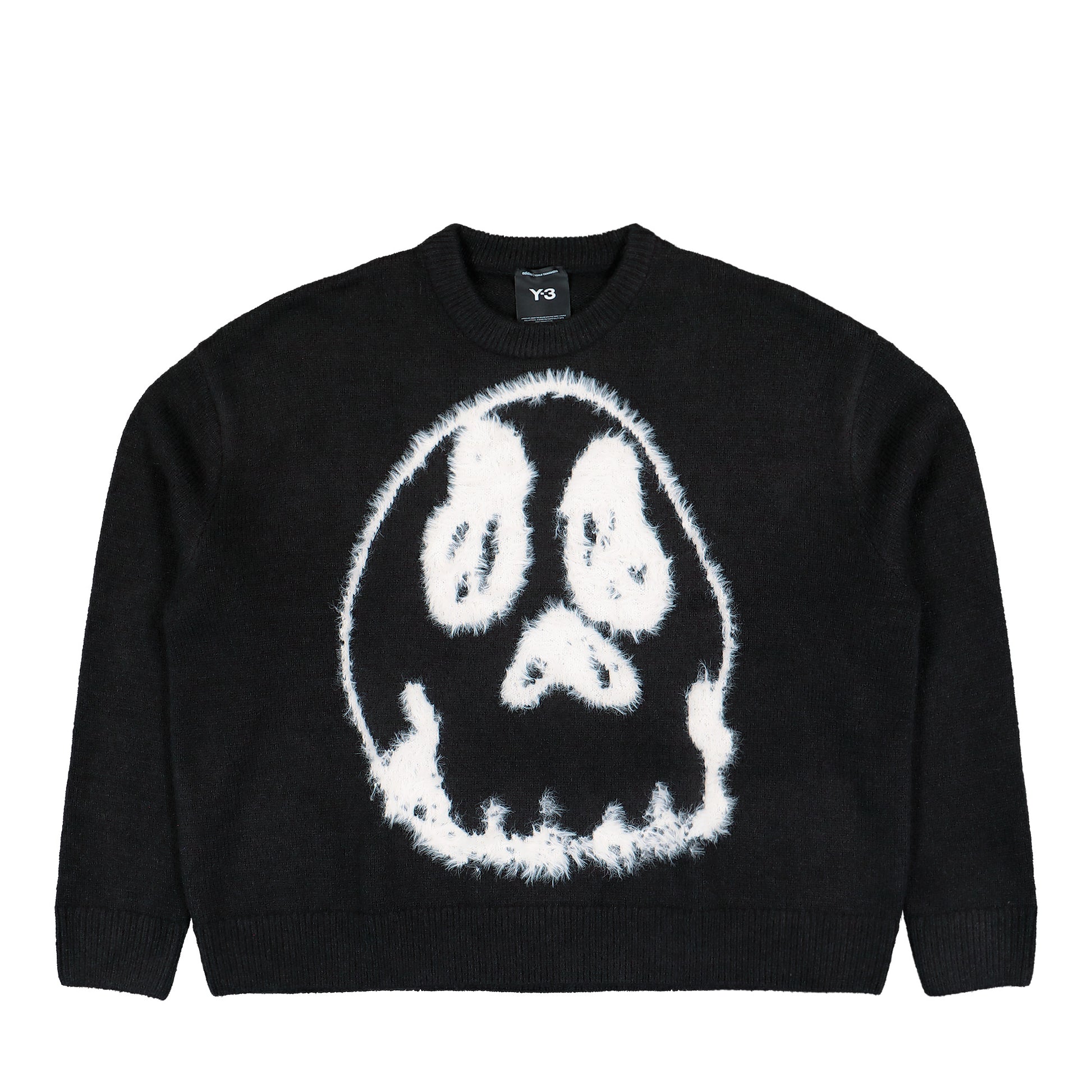 Y-3 Chito Graphic Knit Sweater Black Sweatshirt KR1127 Detail View 1 | GATE
