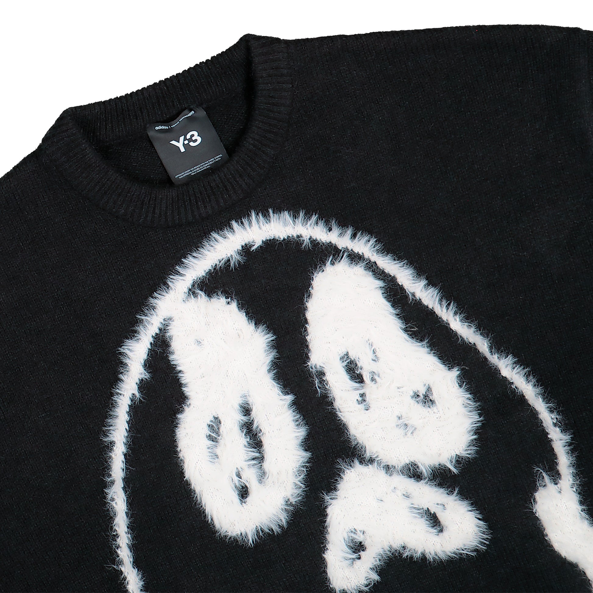 Y-3 Chito Graphic Knit Sweater Black Sweatshirt KR1127 Detail View 3 | GATE
