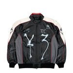Y-3 Chito Graphic Leather Biker Jacket Black Jackets KR3573 Detail View 1 | GATE
