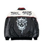 Y-3 Chito Graphic Leather Biker Jacket Black Jackets KR3573 Detail View 2 | GATE

