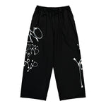 Y-3 Chito Graphic Wide Wool Pants Black Casual Pant KR8712 Detail View 1 | GATE
