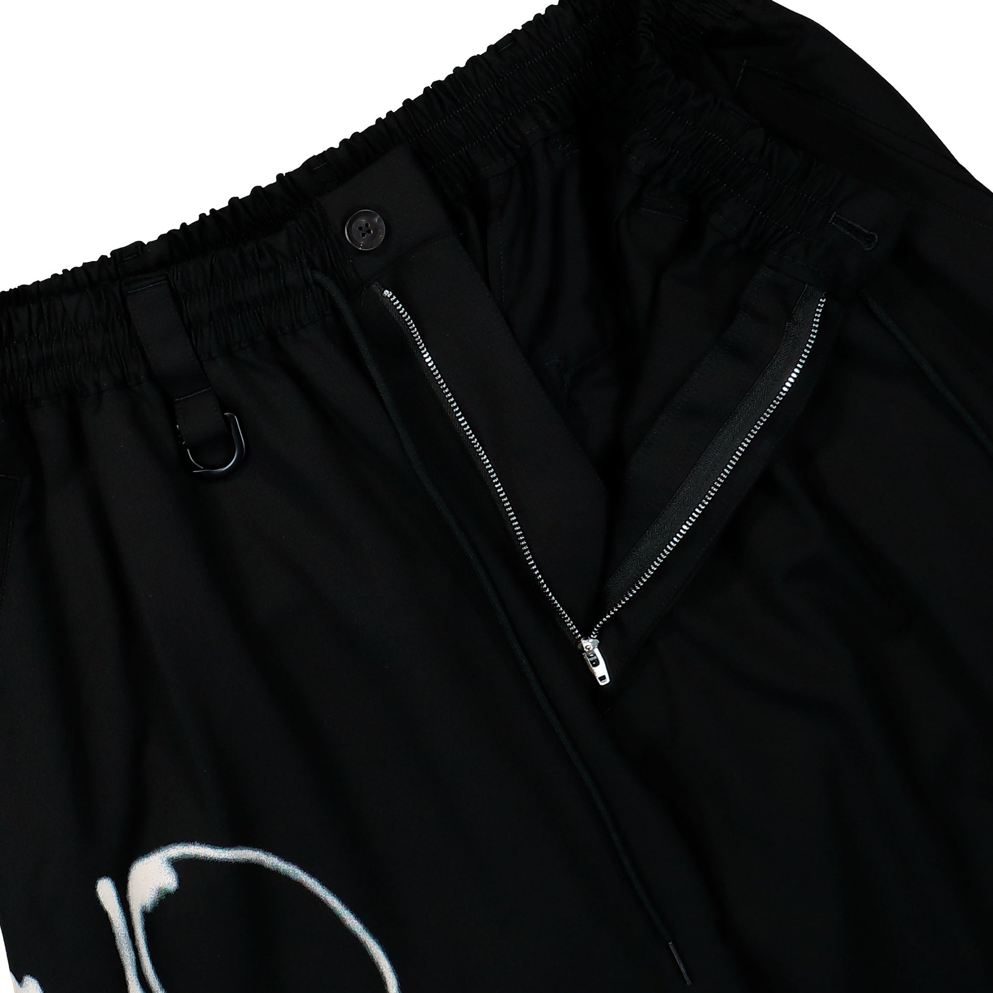 Y-3 Chito Graphic Wide Wool Pants Black Casual Pant KR8712 Detail View 4 | GATE
