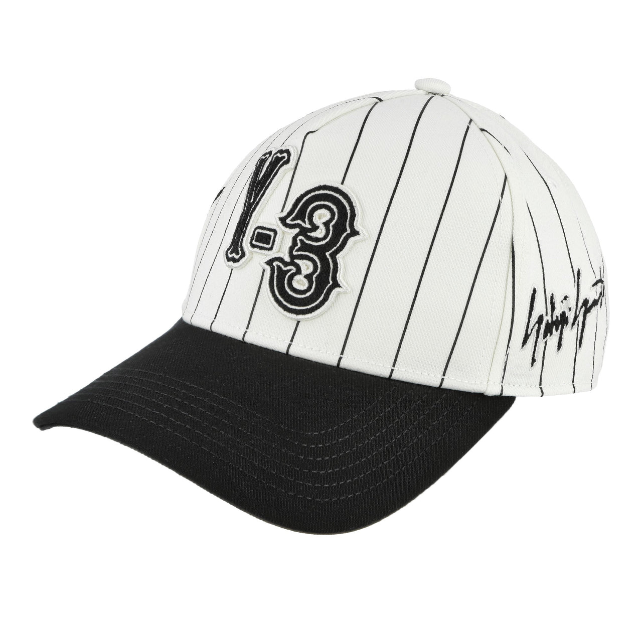 Y-3 Pinstripe Cap Chalk White Headgear KR8937 Detail View 1 | GATE