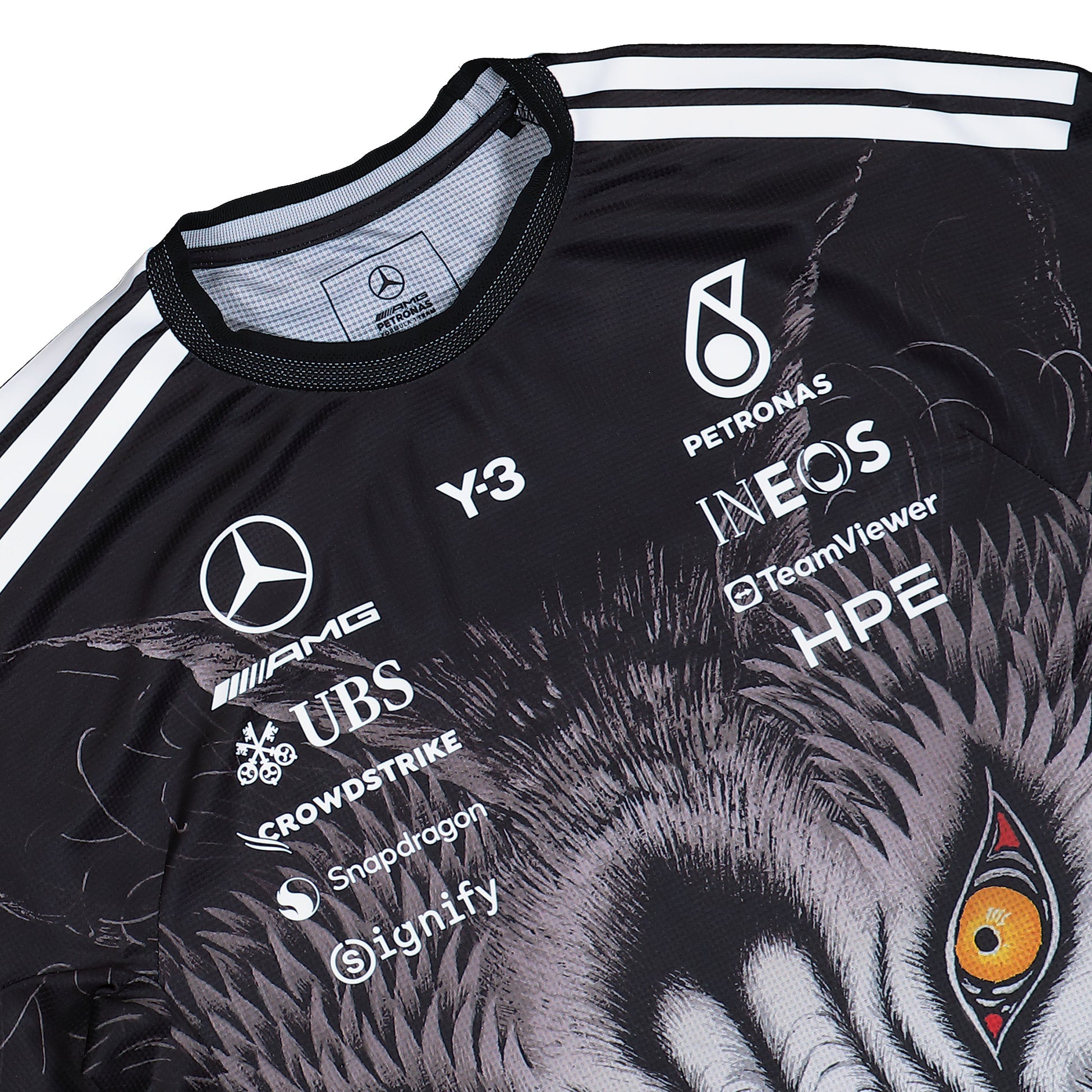 Mercedes-AMG Petronas F1 x Y-3 F1 Driver SS Jersey Black T-Shirts KT2226 Detail View 3 | GATE

