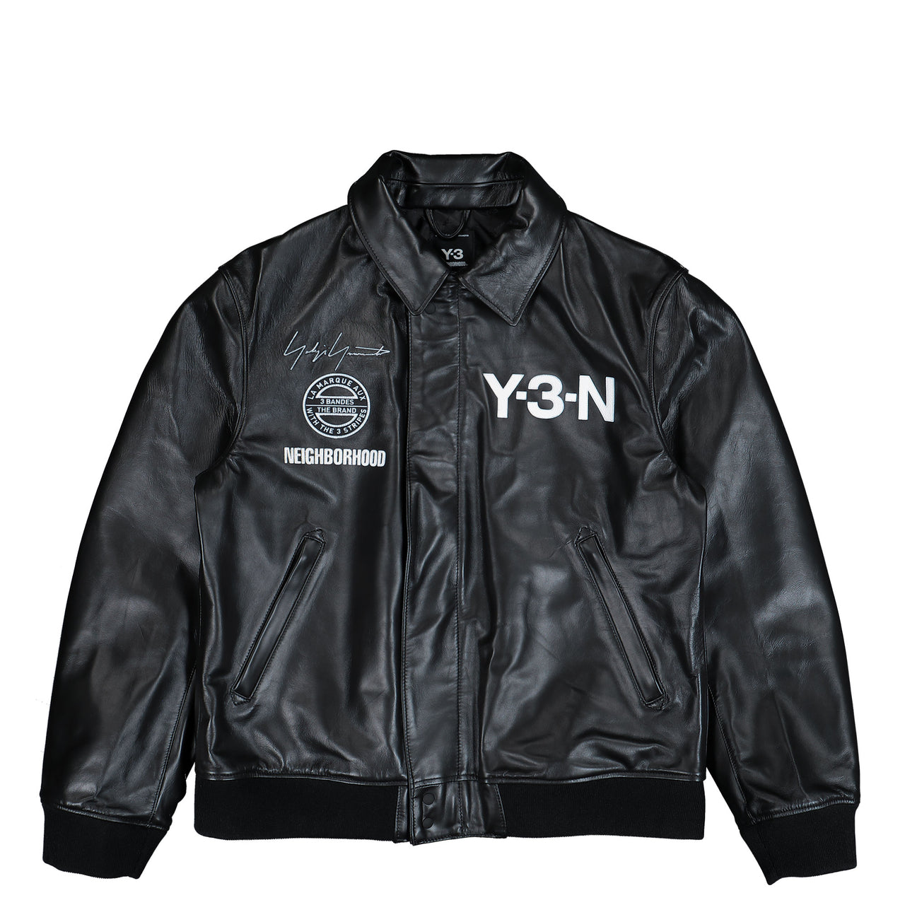 Dainese x Neighborhood x Y-3 Leather Bomber Jacket Black Jackets KT4301 Detail View 1 | GATE