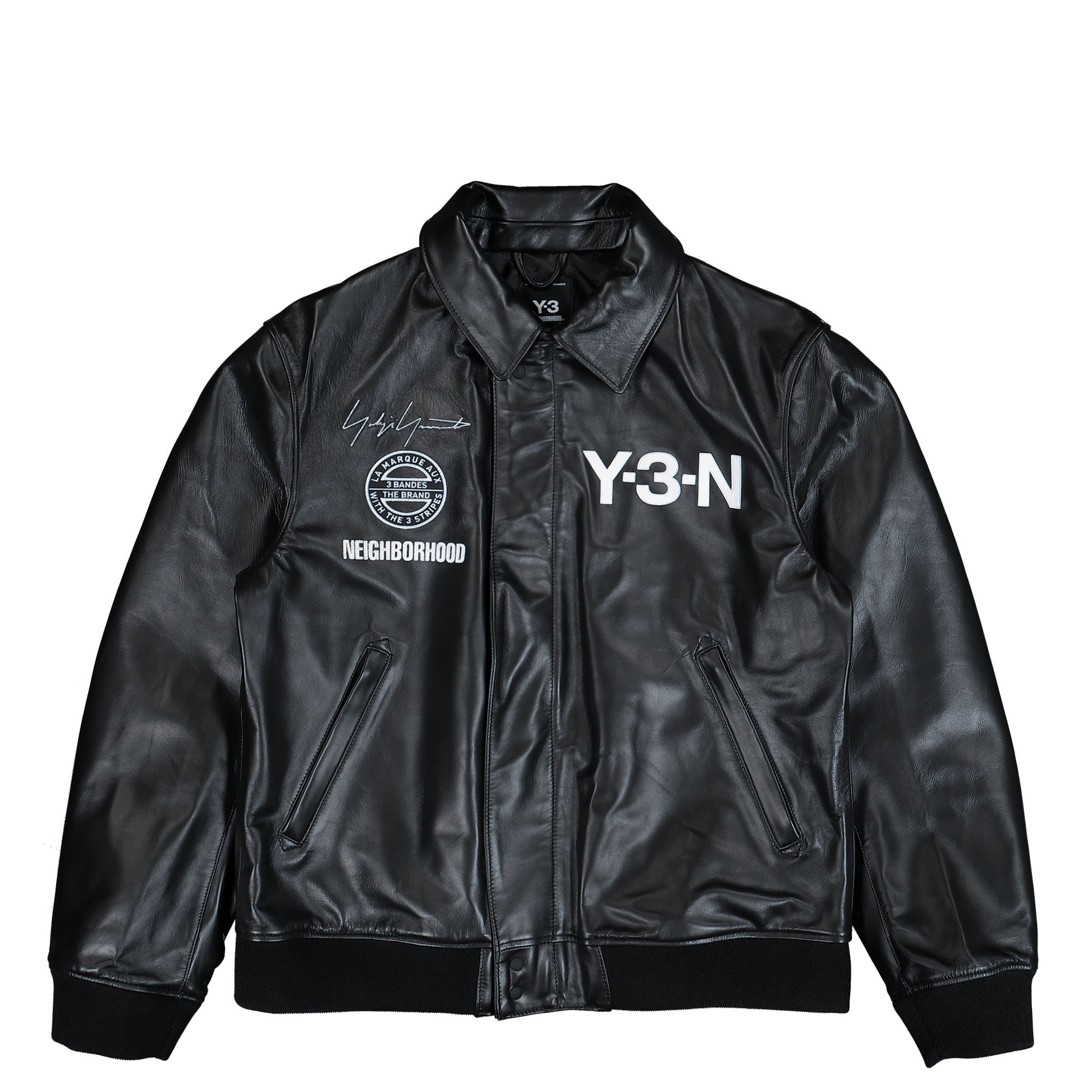 Dainese x Neighborhood x Y-3 Leather Bomber Jacket Black Jackets KT4301 Detail View 1 | GATE