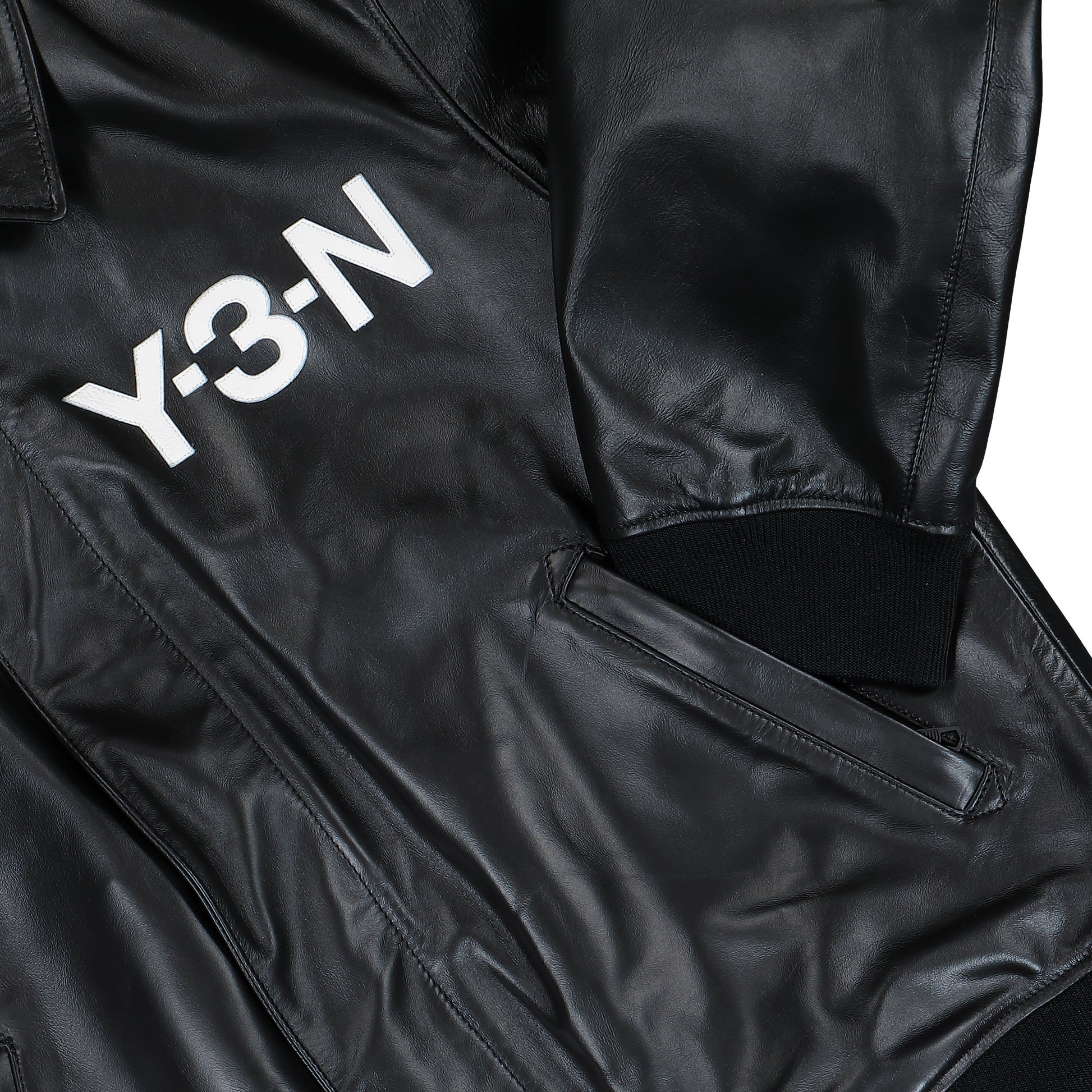 Dainese x Neighborhood x Y-3 Leather Bomber Jacket Black Jackets KT4301 Detail View 4 | GATE