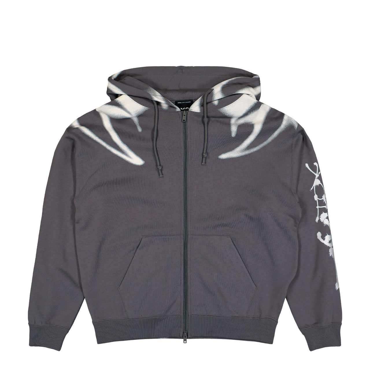 Y-3 Chito Graphic French Terry Zip Hoodie Grey Five Hoodies KU2252 Detail View 1 | GATE
