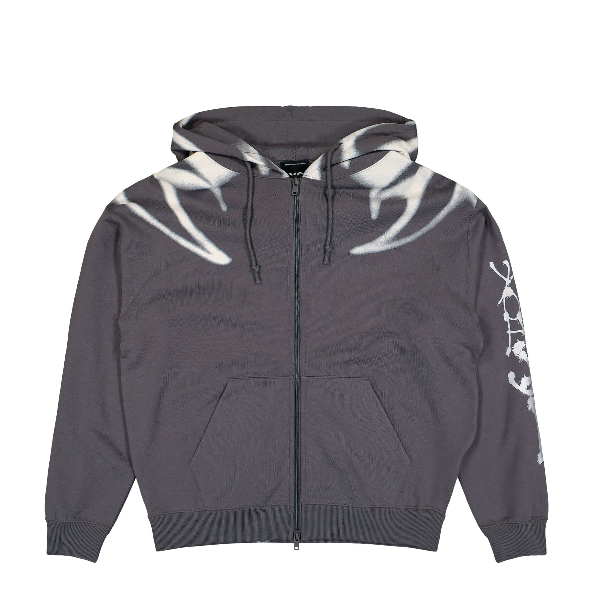 Y-3 Chito Graphic French Terry Zip Hoodie Grey Five Hoodies KU2252 Detail View 1 | GATE