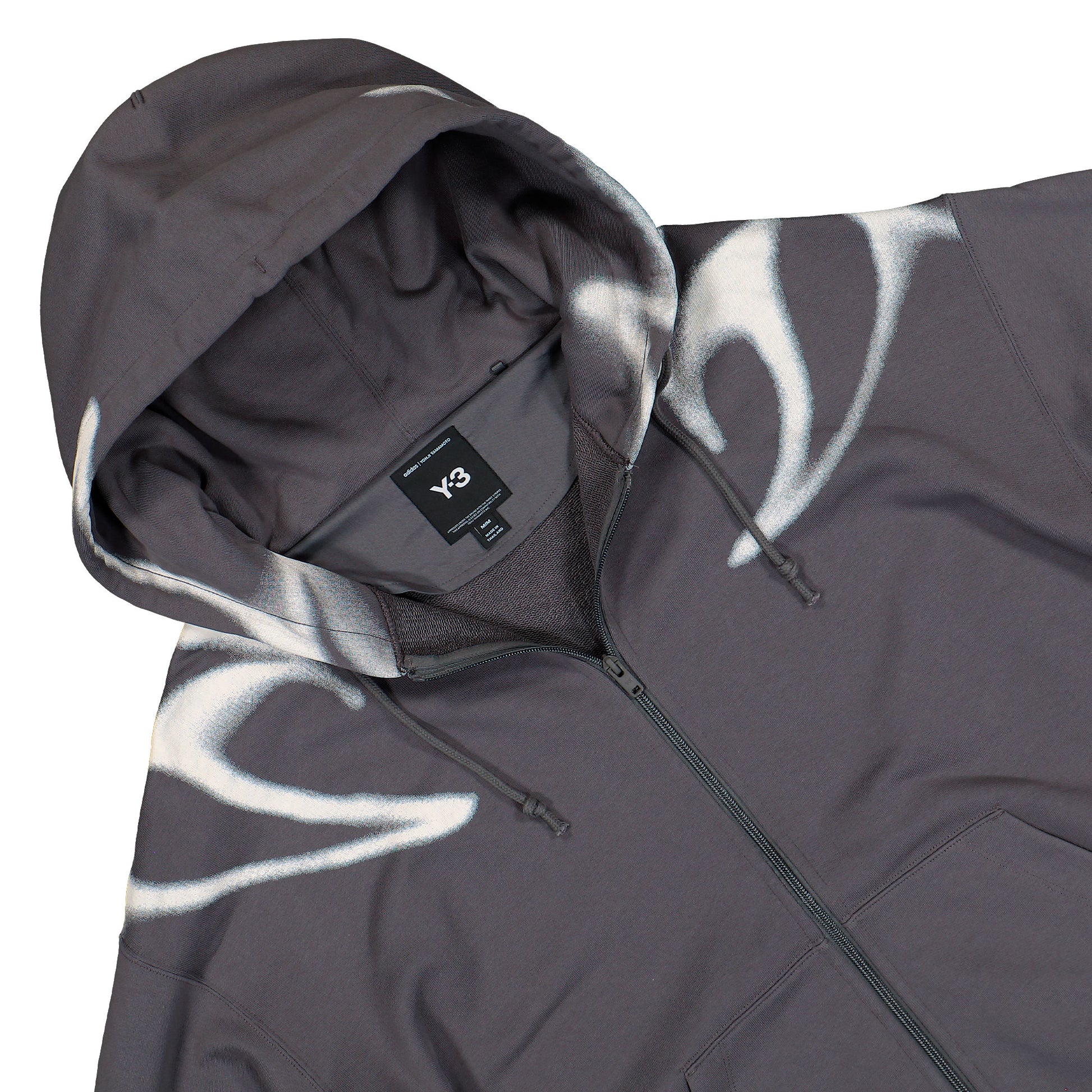 Y-3 Chito Graphic French Terry Zip Hoodie Grey Five Hoodies KU2252 Detail View 3 | GATE