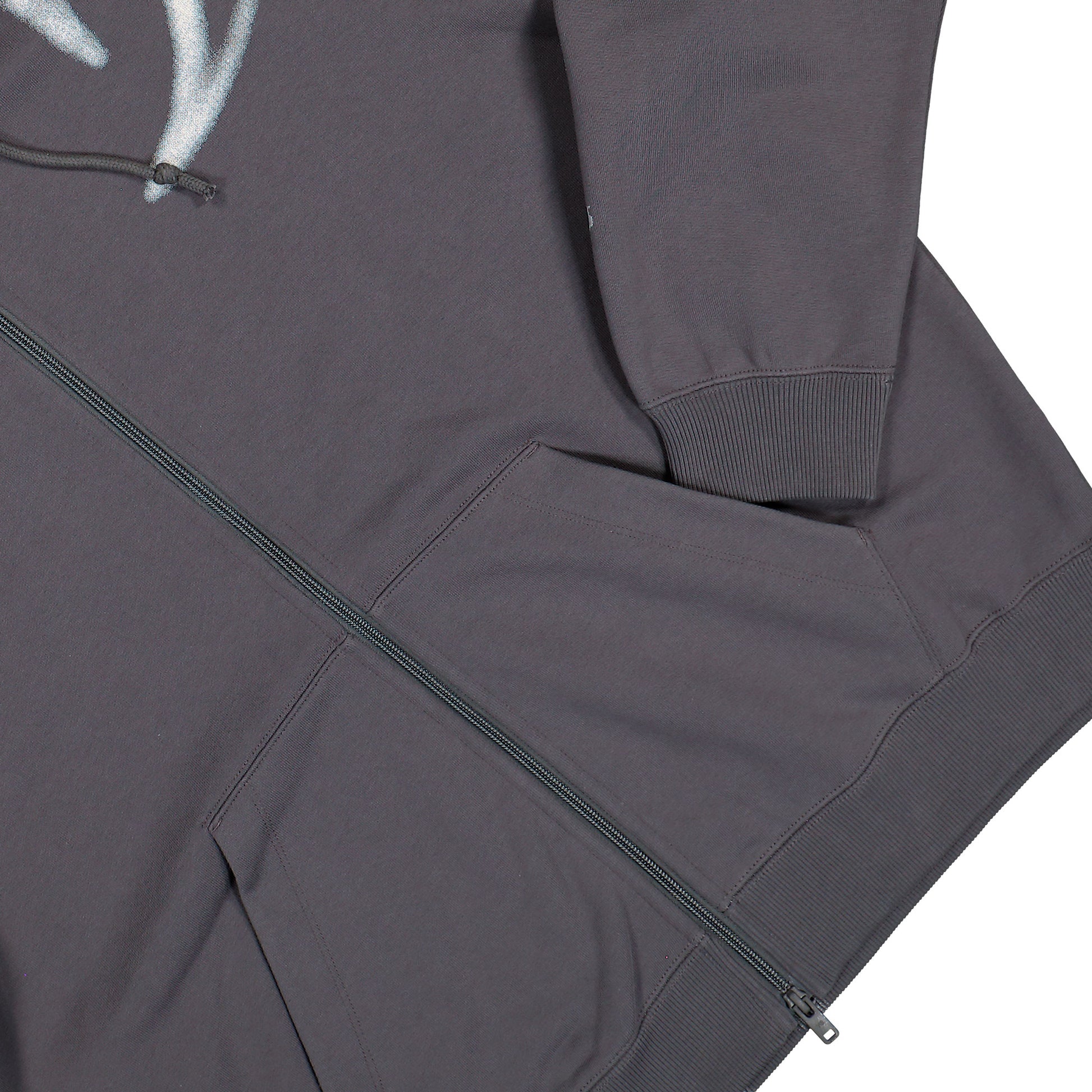 Y-3 Chito Graphic French Terry Zip Hoodie Grey Five Hoodies KU2252 Detail View 4 | GATE