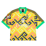 Willy Chavarria x adidas AOP Jersey Solar Lemon / Pure Purple / Solar Turbo T-Shirts KU7799 Detail View 1 | GATE
