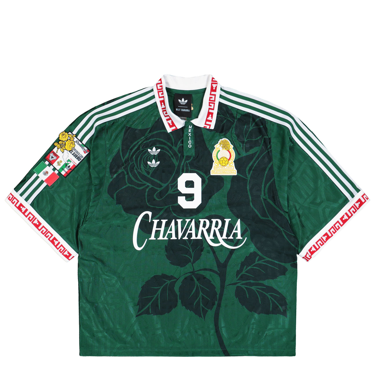 Willy Chavarria x adidas Soccer Jersey  Collegiate Green T-Shirt KU7803 Detail View 1 | GATE
