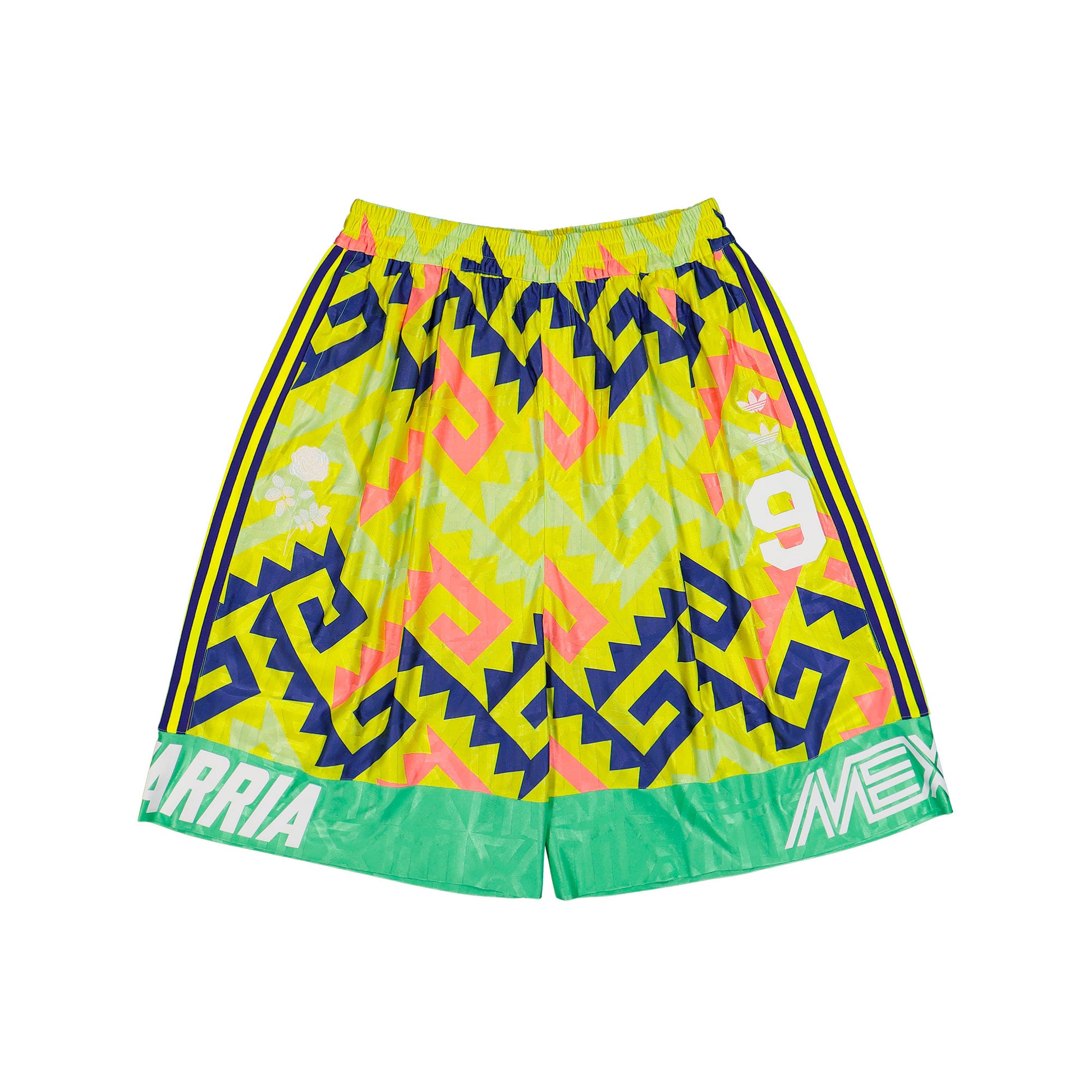 Willy Chavarria x adidas AOP Longshort Solar Lemon / Pure Purple / Solar Turbo short KU7804 Detail View 1 | GATE

