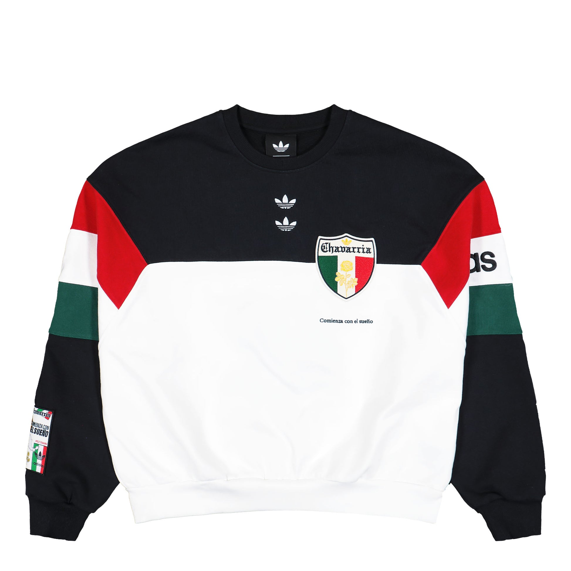 Willy Chavarria x adidas Crew Sweatshirt Black / White Sweatshirt KV1976 Detail View 1 | GATE
