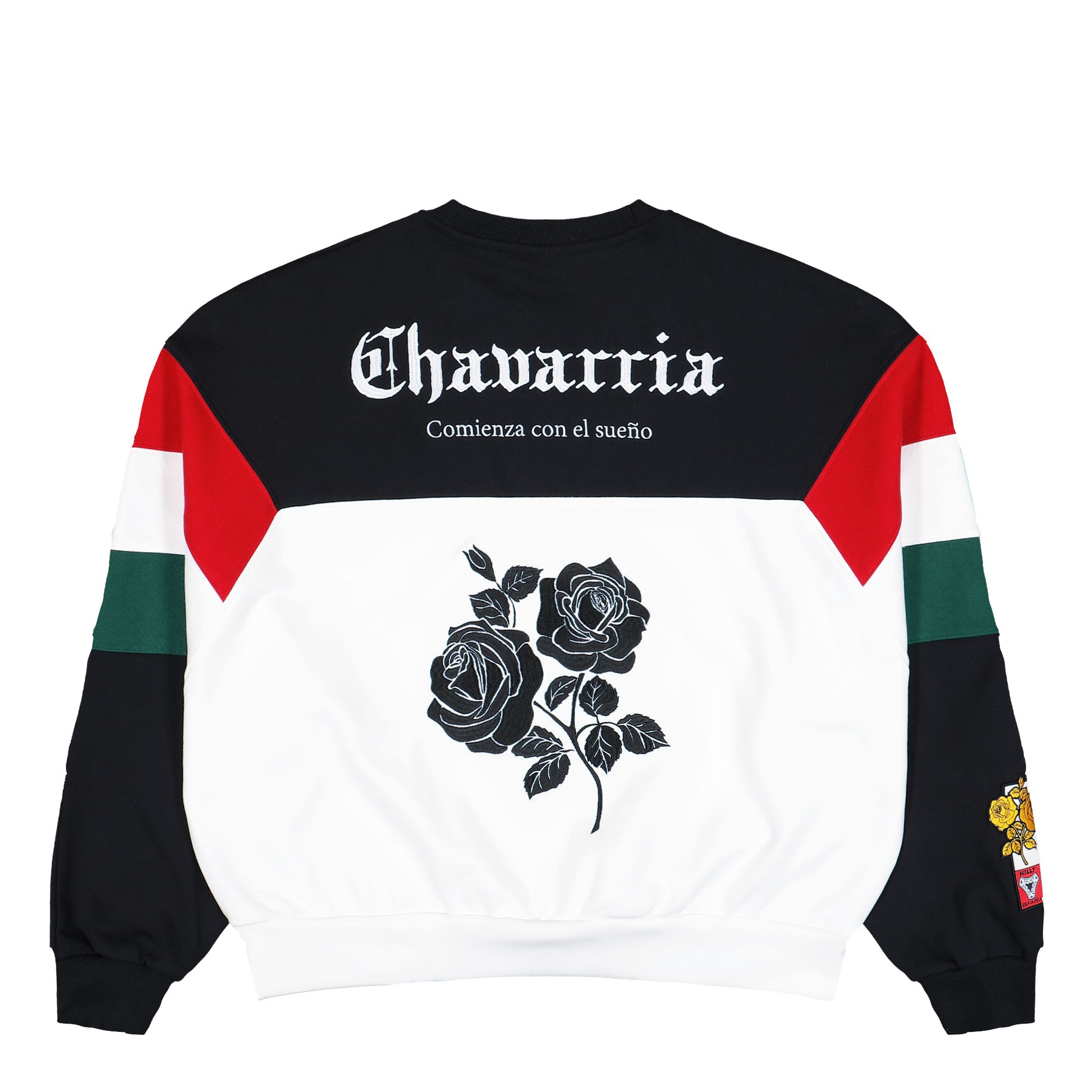 Willy Chavarria x adidas Crew Sweatshirt Black / White Sweatshirt KV1976 Detail View 2 | GATE

