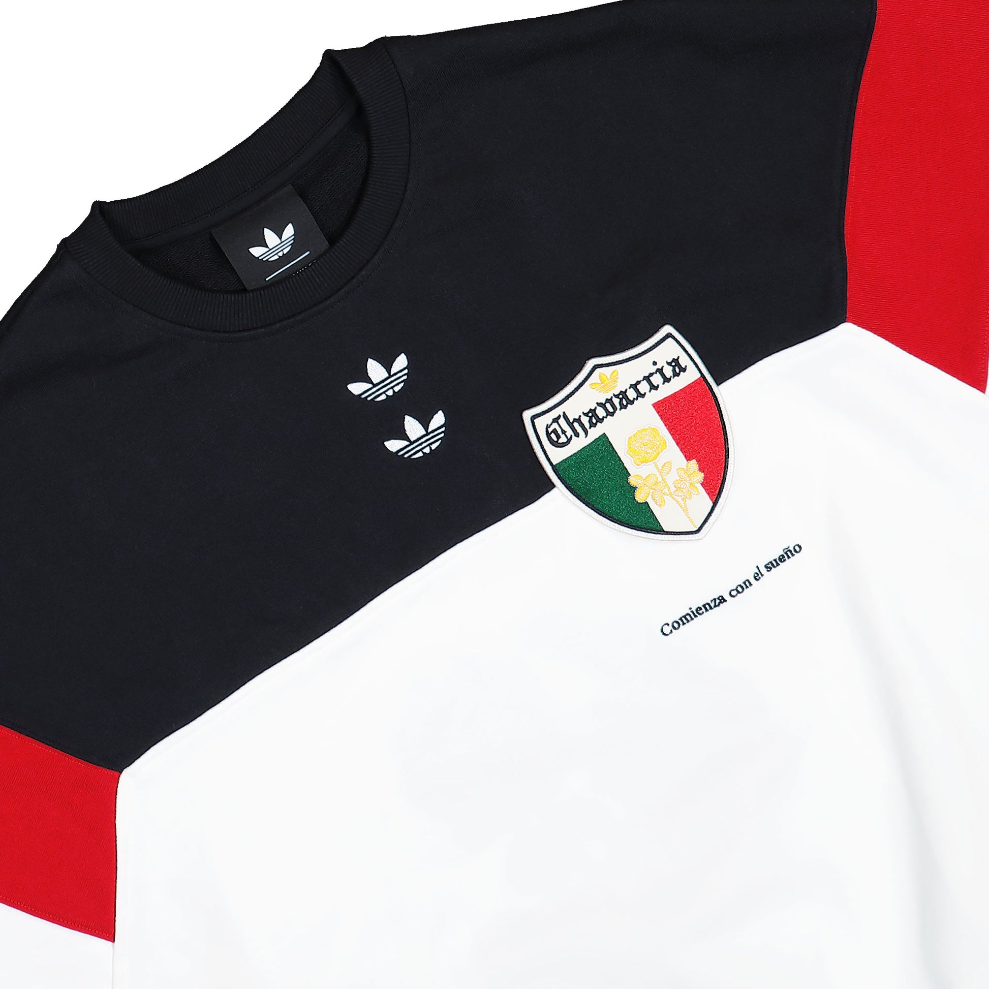 Willy Chavarria x adidas Crew Sweatshirt Black / White Sweatshirt KV1976 Detail View 3 | GATE
