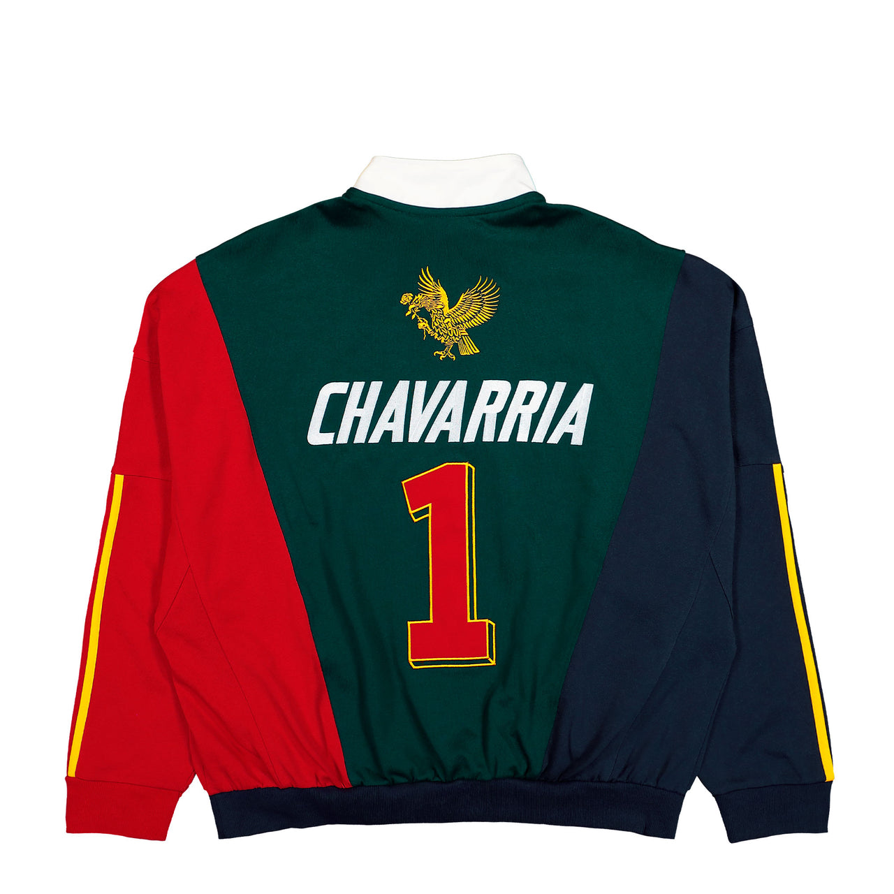 Willy Chavarria x adidas Watsonville Sweatshirt Aurora Ivy / Legend Ink / Better Scarlet sweatshirts KV1996 Detail View 1 | GATE
