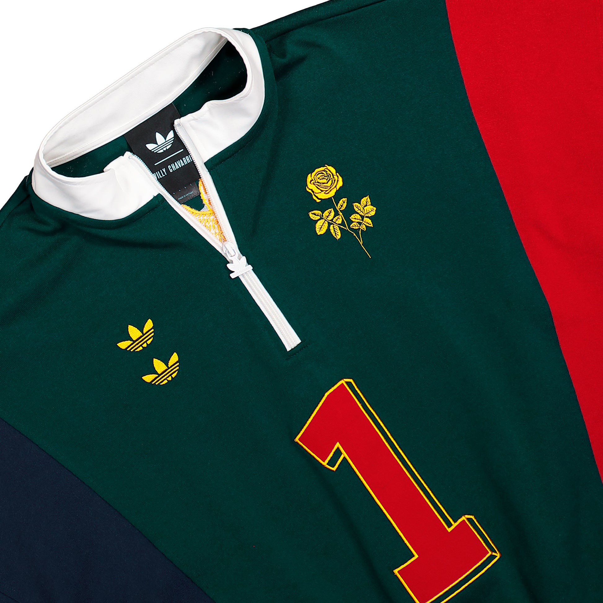 Willy Chavarria x adidas Watsonville Sweatshirt Aurora Ivy / Legend Ink / Better Scarlet sweatshirts KV1996 Detail View 3 | GATE
