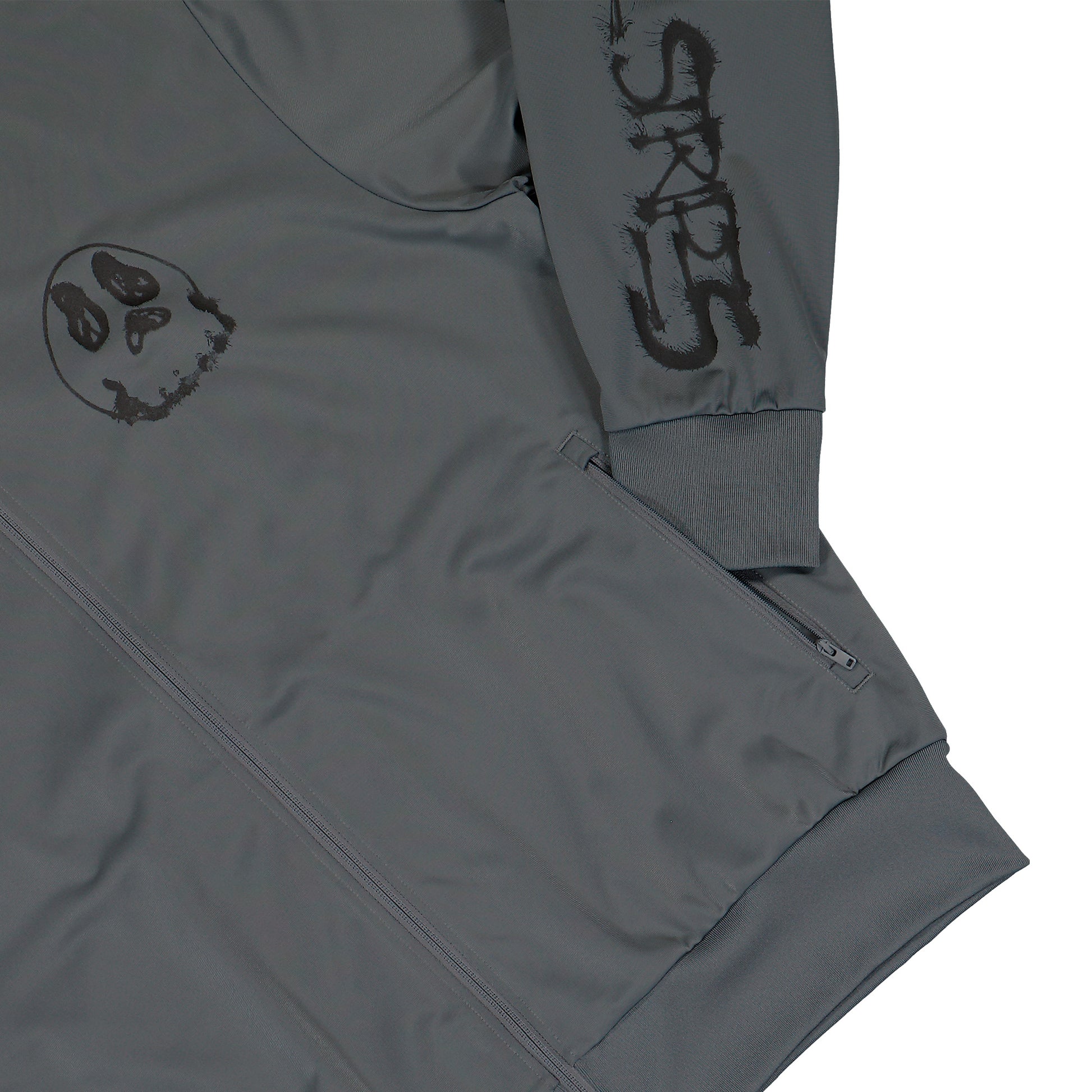 Y-3 Chito Graphic Nylon Track Top Grey Five Track Jacket KW9237 Detail View 4 | GATE
