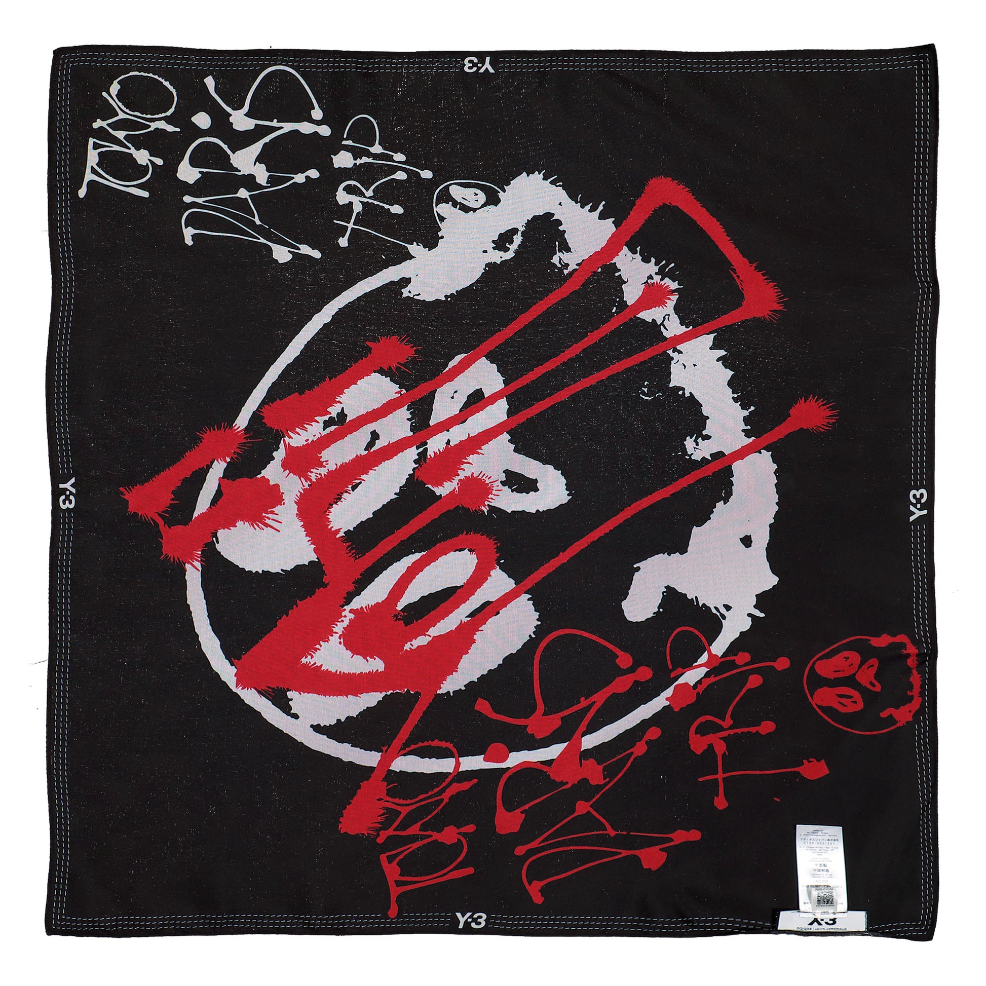 Y-3 Chito Graphic Scarf L Black Scarves KY0005 Detail View 2 | GATE