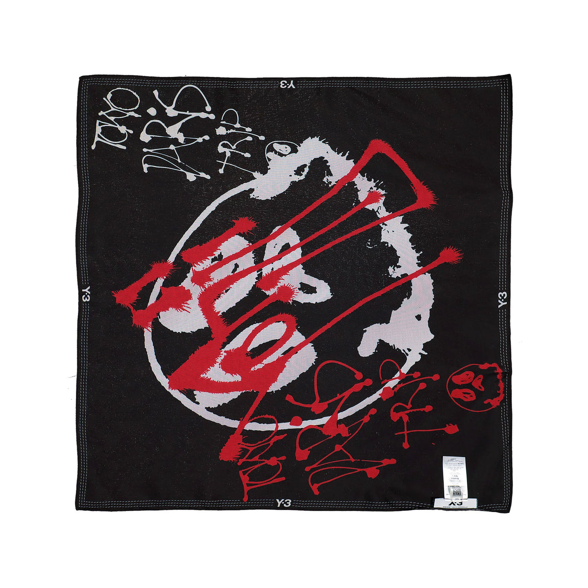 Y-3 Chito Graphic Scarf L Black Scarves KY0005 Detail View 1 | GATE