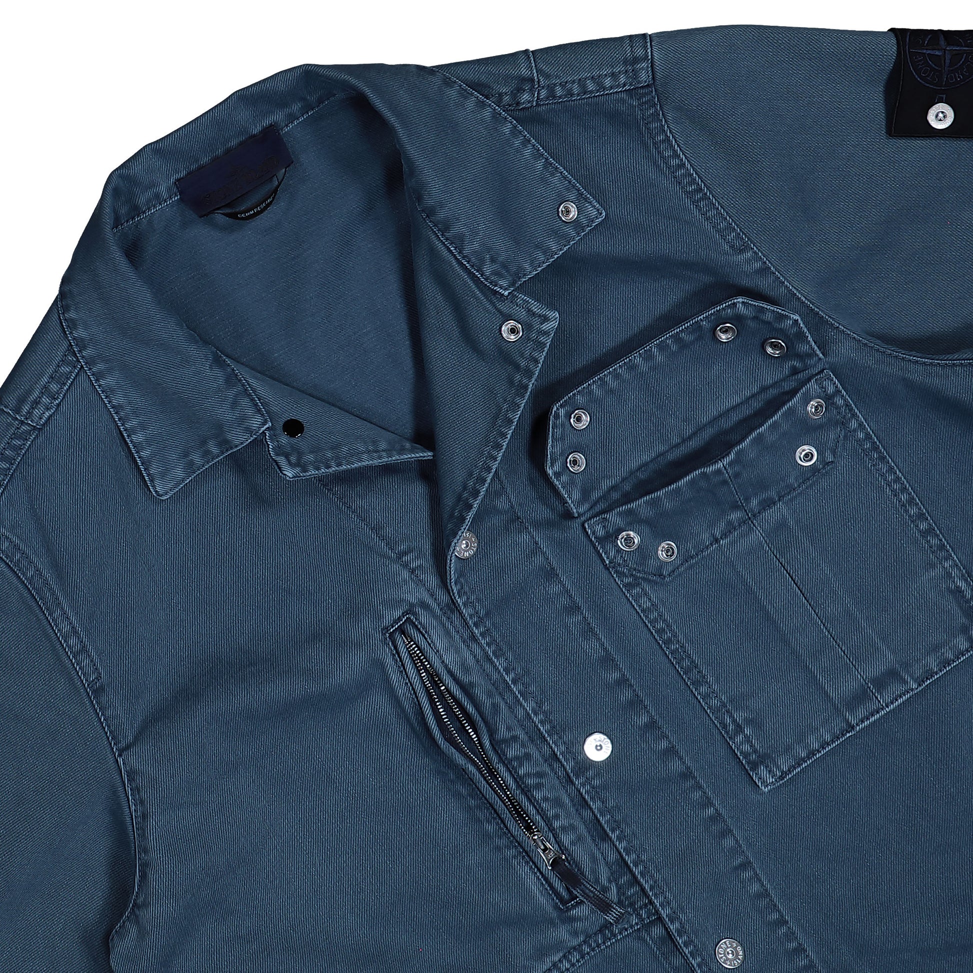 Stone Island Light Bull Denim Indigo TC Shirt Indigo  Shirts L1S141200001-S0J18 V0021 Detail View 3 | GATE
