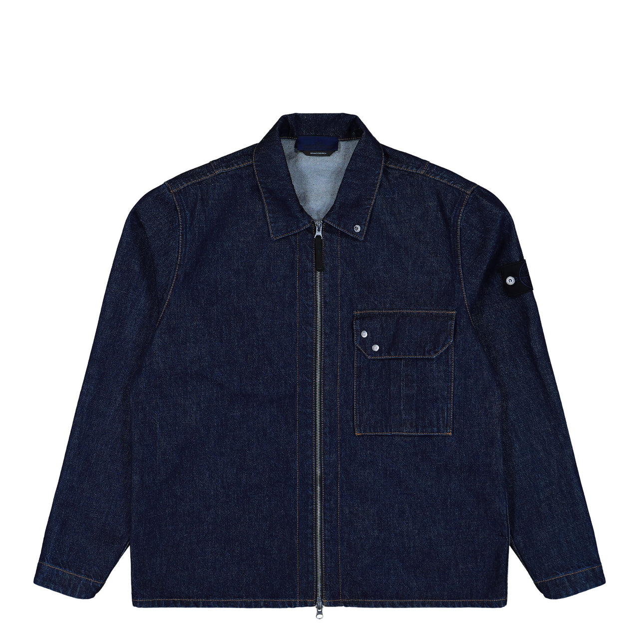 Stone Island Indigo Denim Rinsed Shirt Blue Rinse Shirts L1S141200002-S00J7-VJ201 Detail View 1 | GATE
