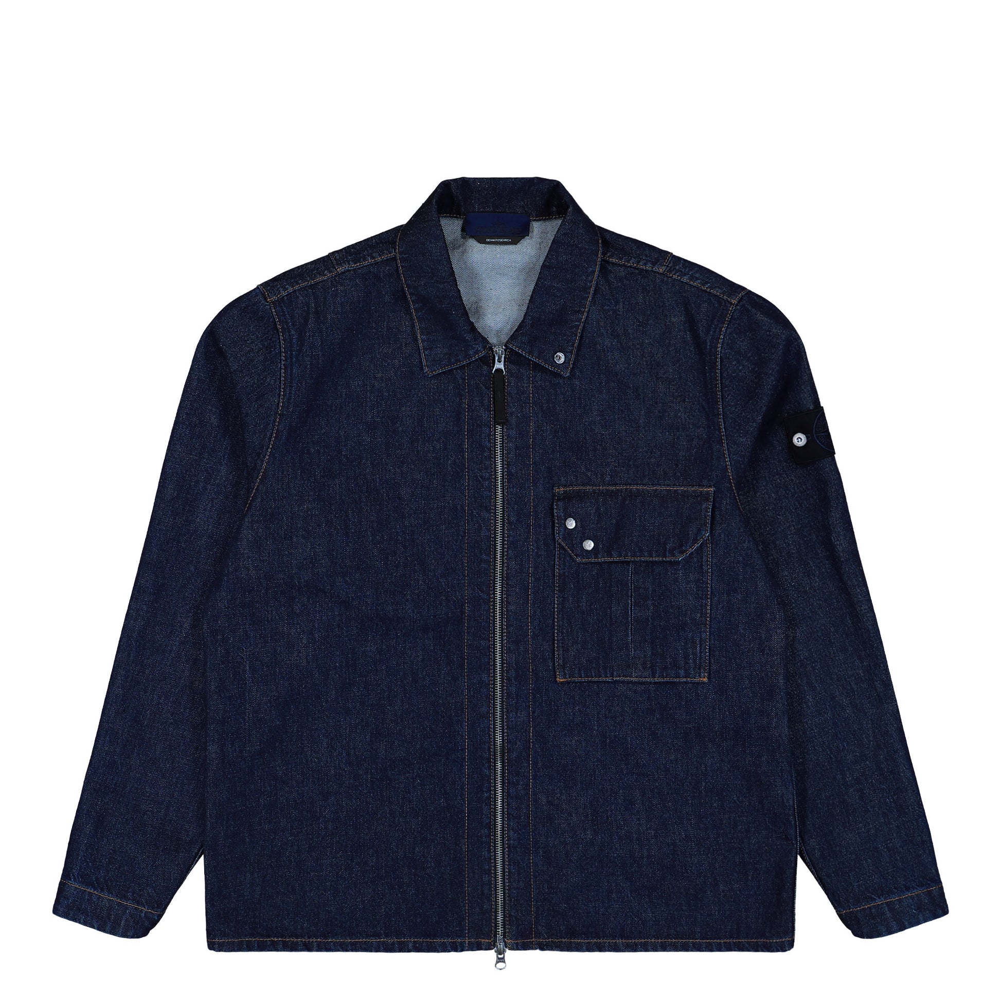 Stone Island Indigo Denim Rinsed Shirt Blue Rinse Shirts L1S141200002-S00J7-VJ201 Detail View 1 | GATE
