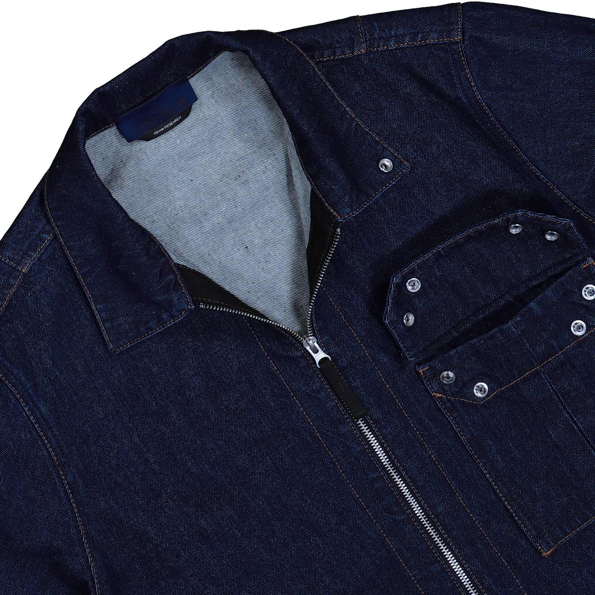 Stone Island Indigo Denim Rinsed Shirt Blue Rinse Shirts L1S141200002-S00J7-VJ201 Detail View 3 | GATE
