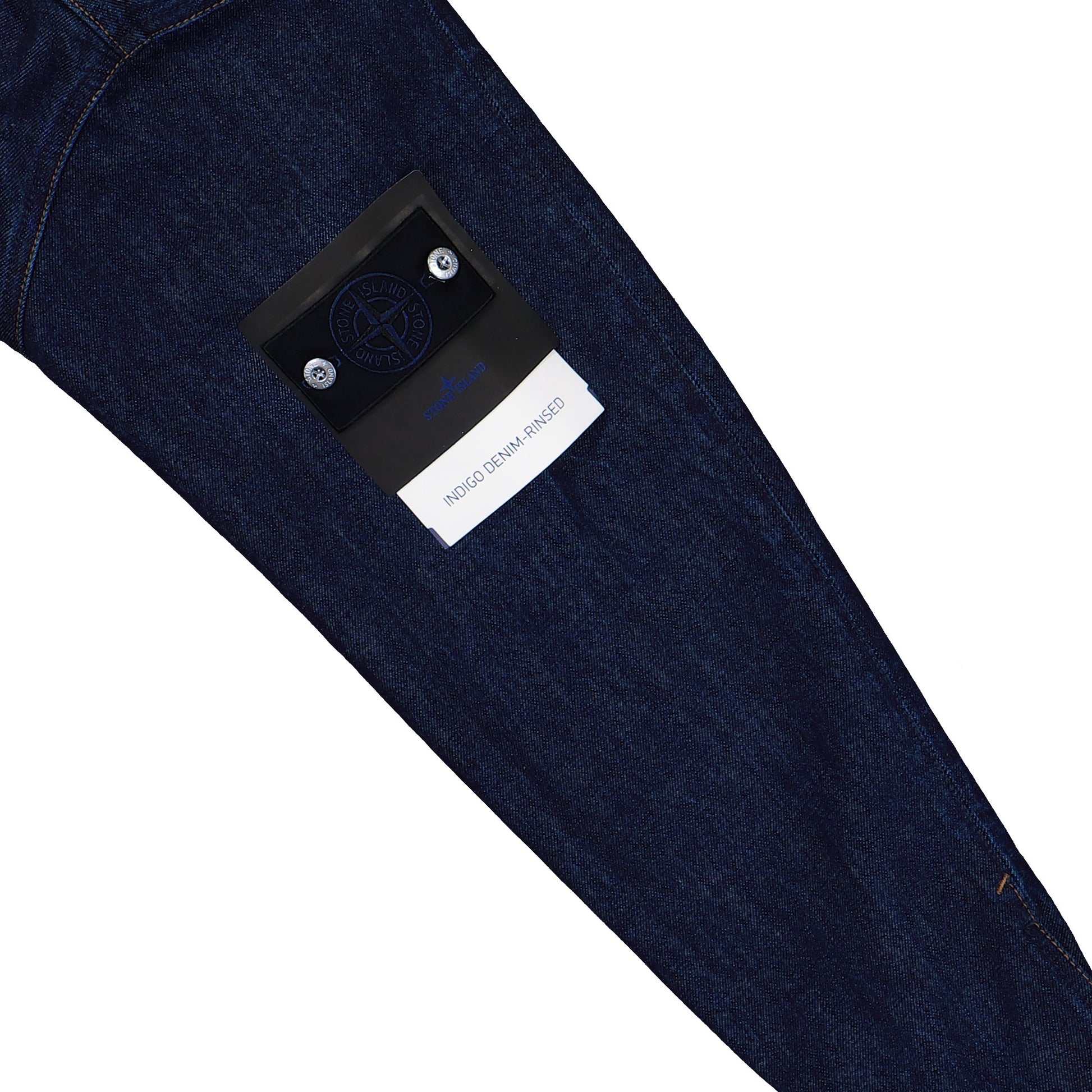 Stone Island Indigo Denim Rinsed Biker Jacket Blue Rinse Jackets L1S144100006-S00J7 VJ201 Detail View 5 | GATE
