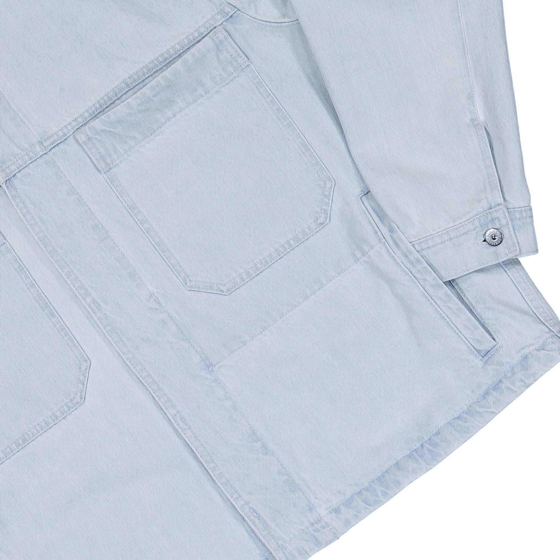 Stone Island Indigo Denim Ultra Bleached Biker Jacket Blue Extra Bleach Jackets L1S144100006-S00J9 VJ203 Detail View 4 | GATE
