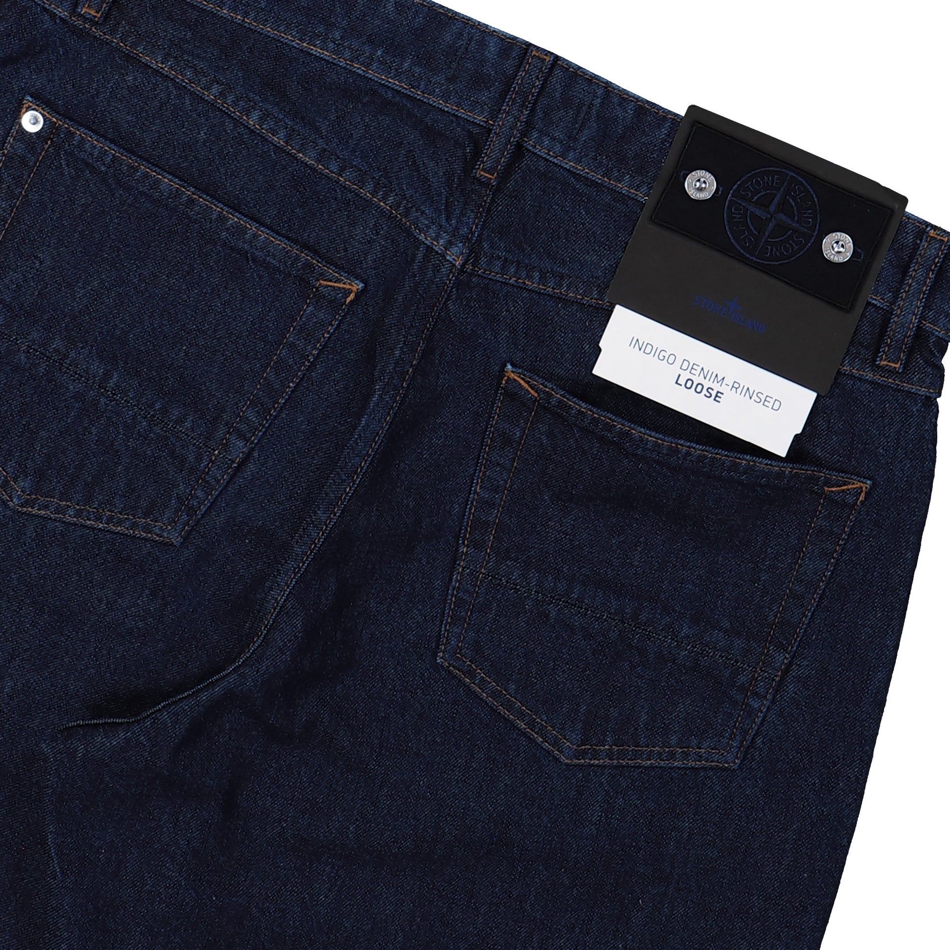 Stone Island Indigo Denim Rinsed Loose Trousers Blue Rinse Denim L1S14J100006-S00J7 VJ201 Detail View 5 | GATE


