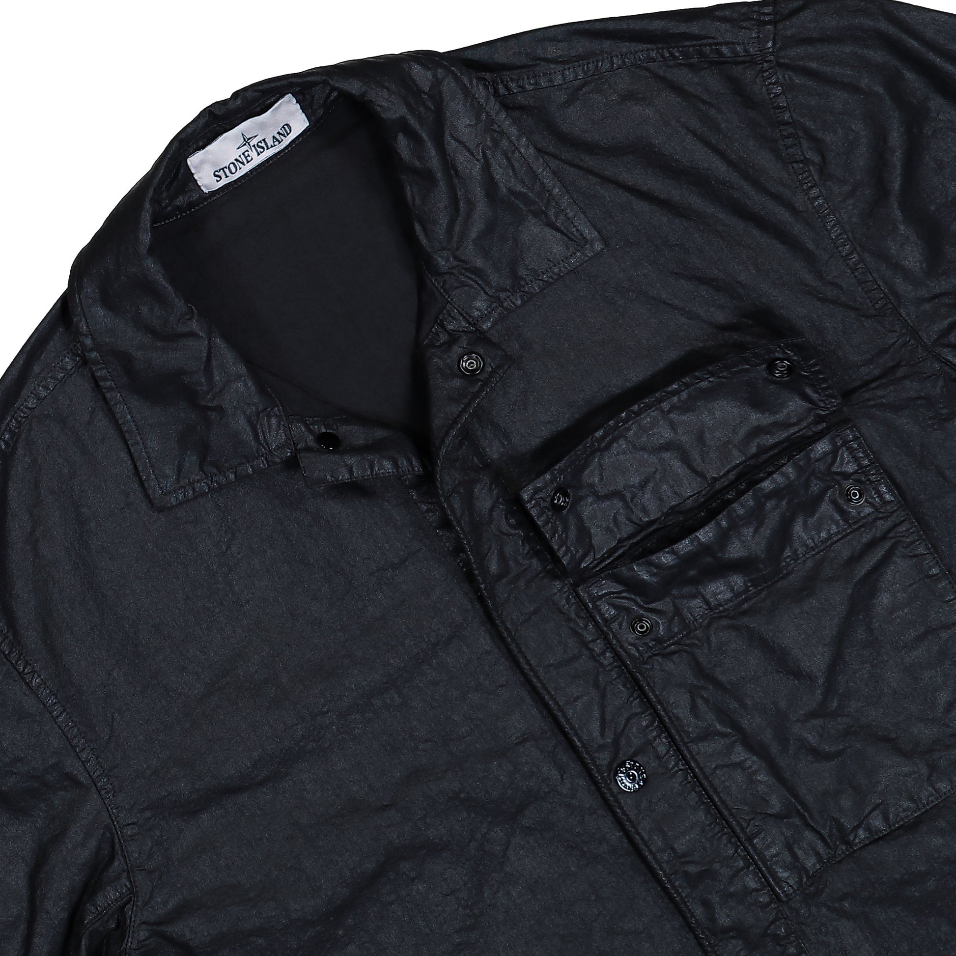 Stone Island Organic Look Nylon Panama-TC Shirt Black  Shirts L1S151200003-S0069 V0029 Detail View 3 | GATE
