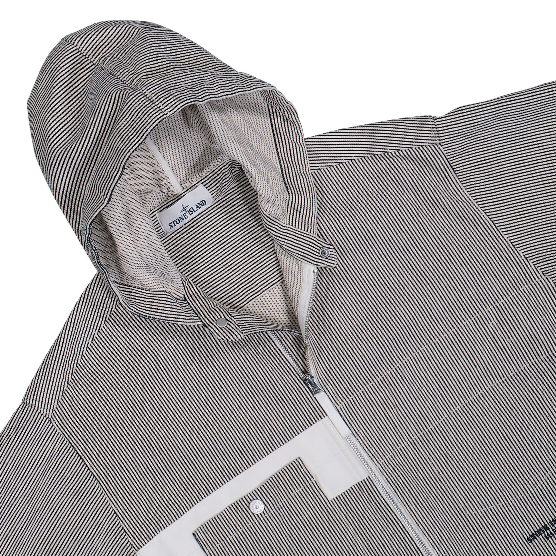 Stone Island Striped Hooded Jacket Navy Blue Jackets L1S151200030-S0X30 V0020 Detail View 3 | GATE
